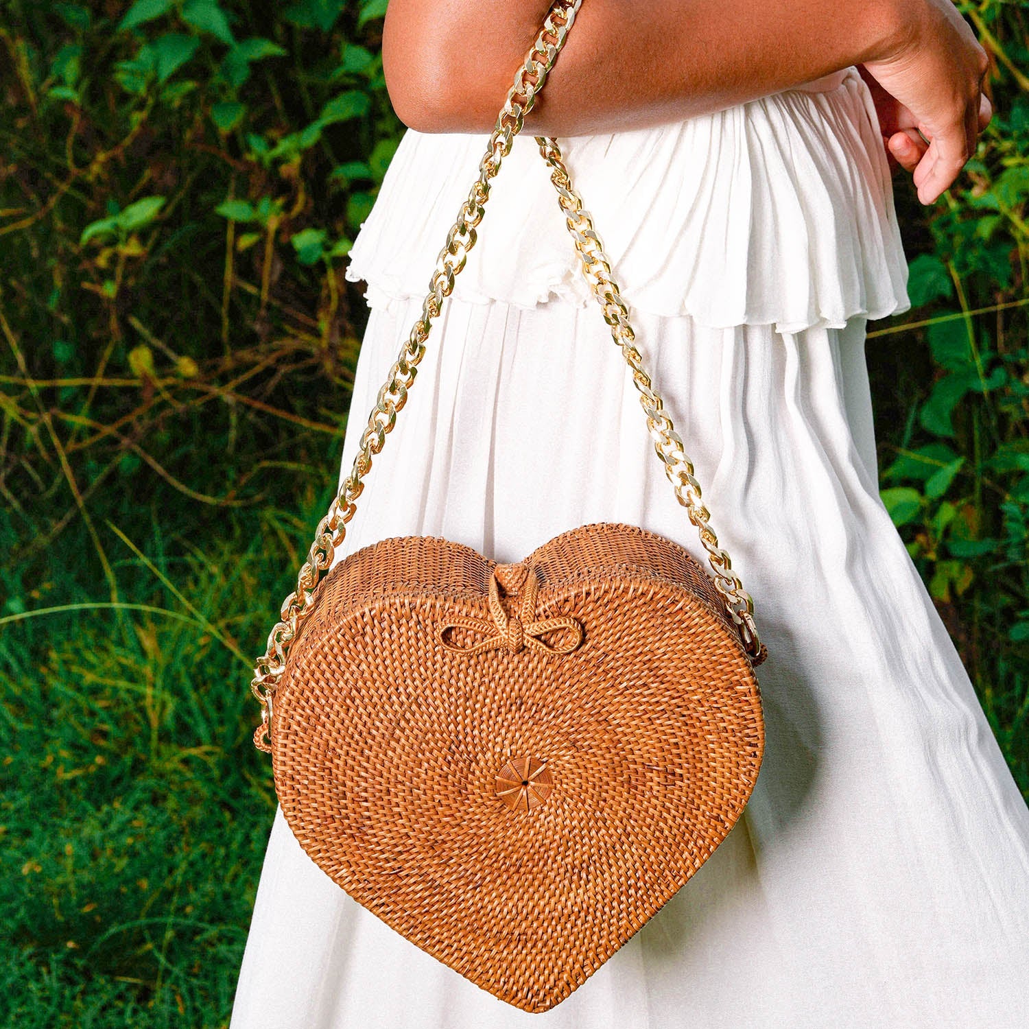 CINTA Atta Rattan Shoulder Bag In Natural Brown - Image 3