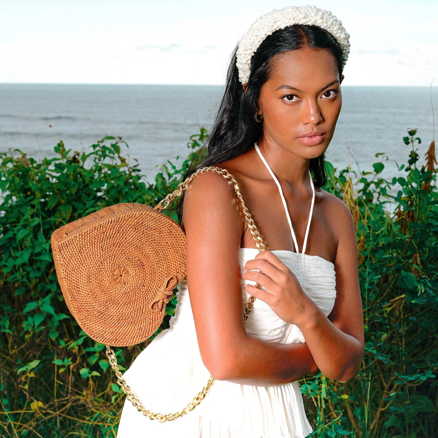 CINTA Atta Rattan Shoulder Bag In Natural Brown - Image 4