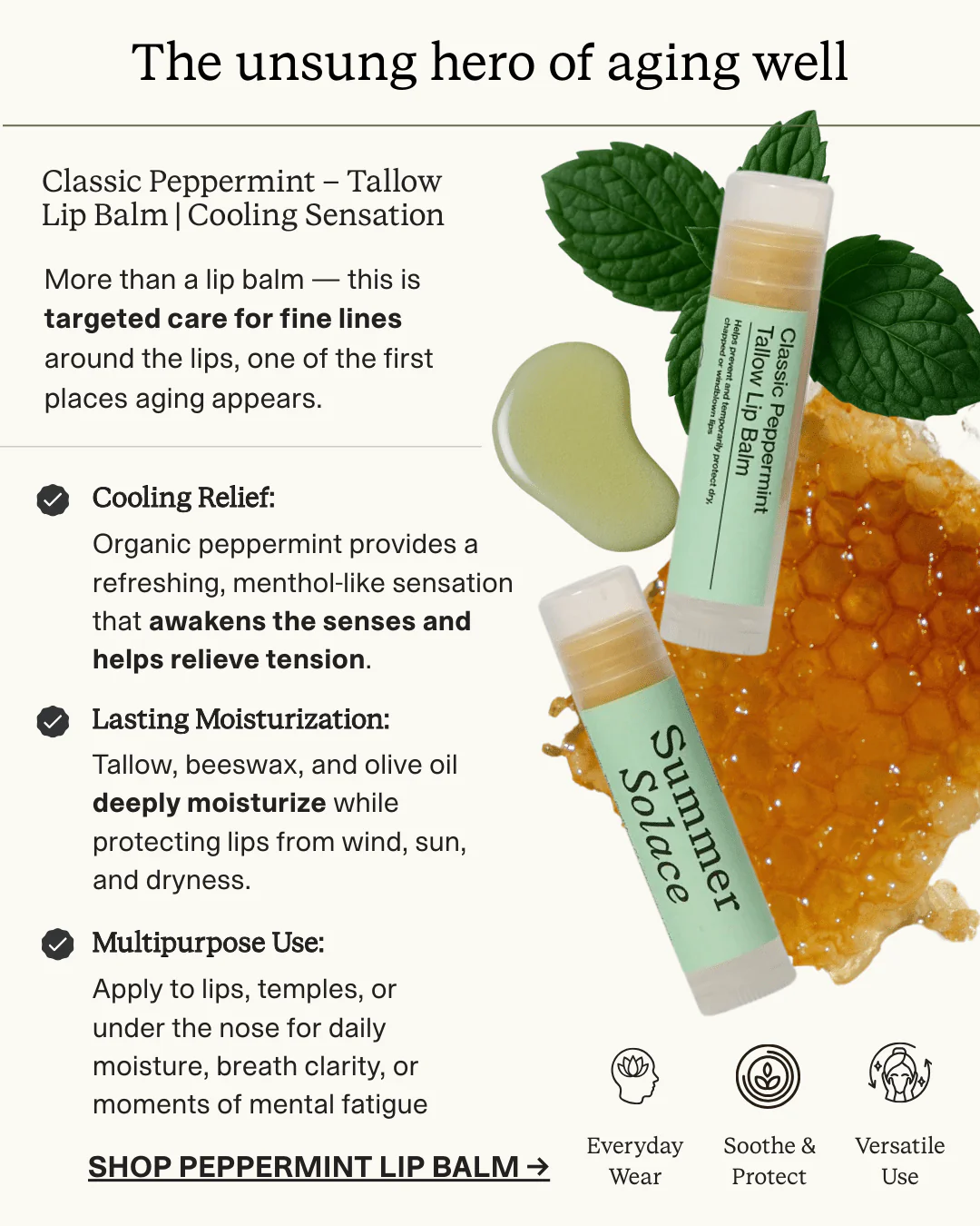 Classic Peppermint – Tallow Lip Balm | Cooling Sensation - Image 3
