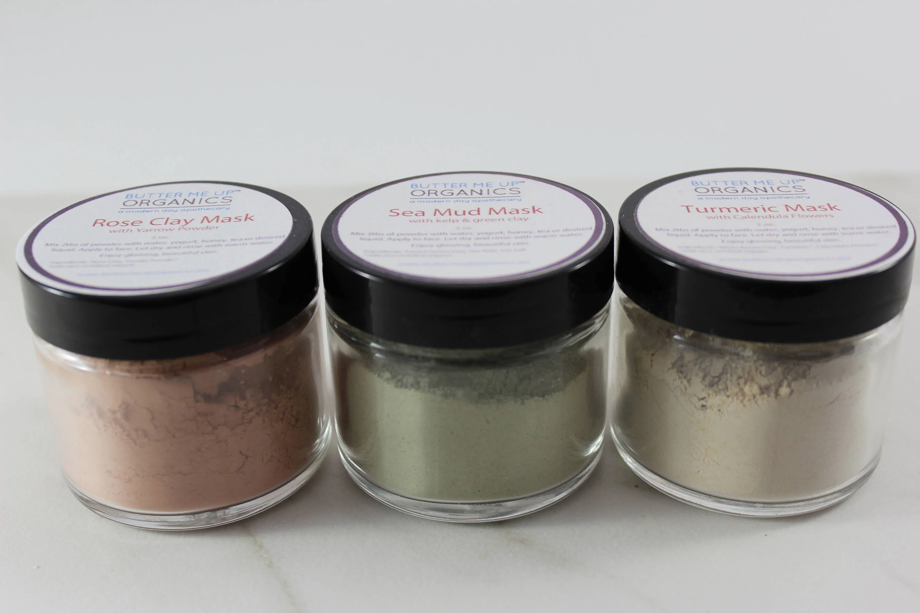 Clay Face Mask Trio Rose Clay French Green Clay Kaolin Clay Turmeric Kelp Calendula - Image 4