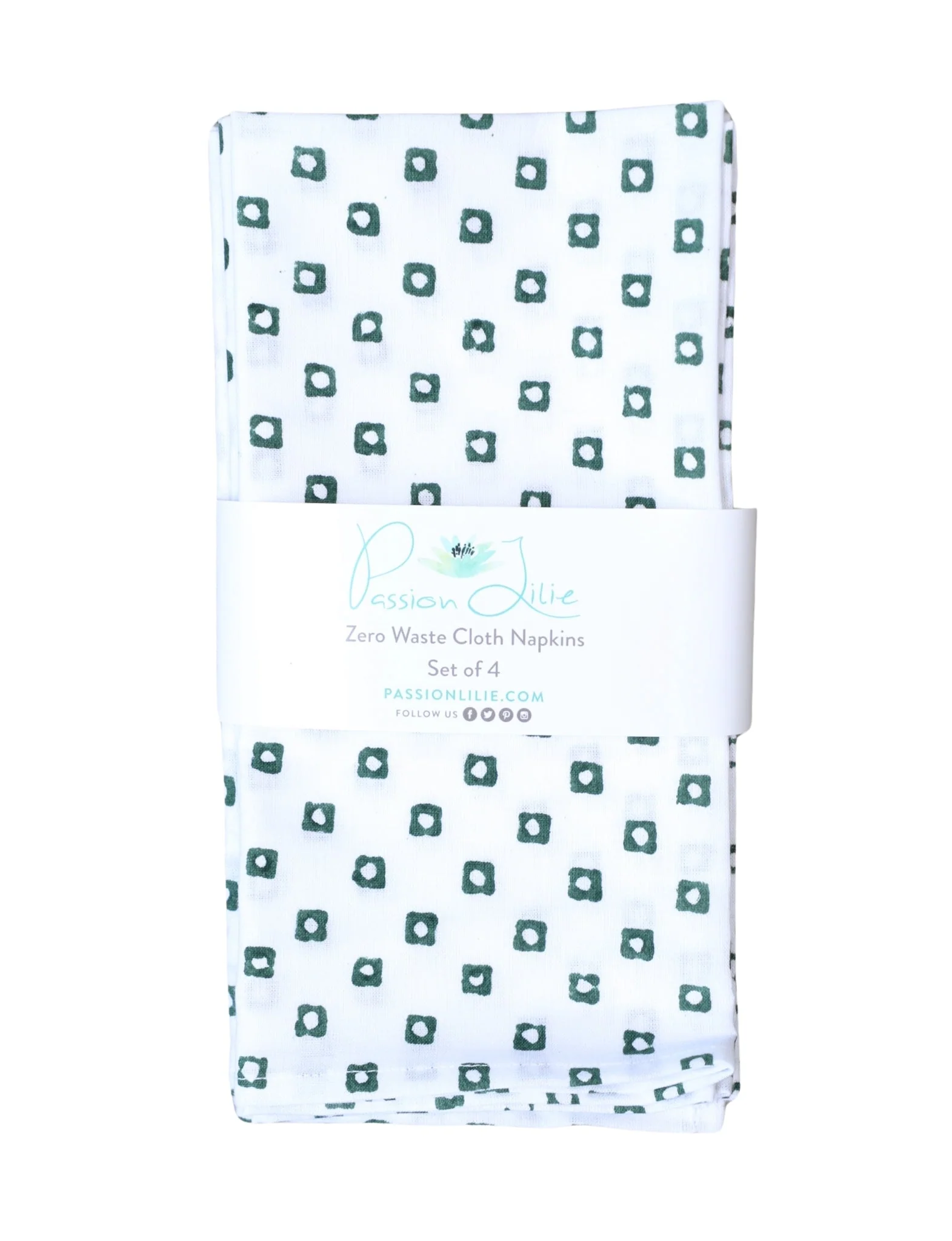 Cloth Napkins- Green Squares - Set of 4 - Image 4