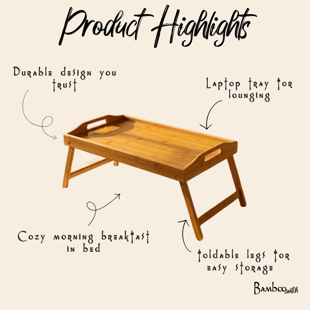 Collapsible Bamboo Bed Tray - Image 5