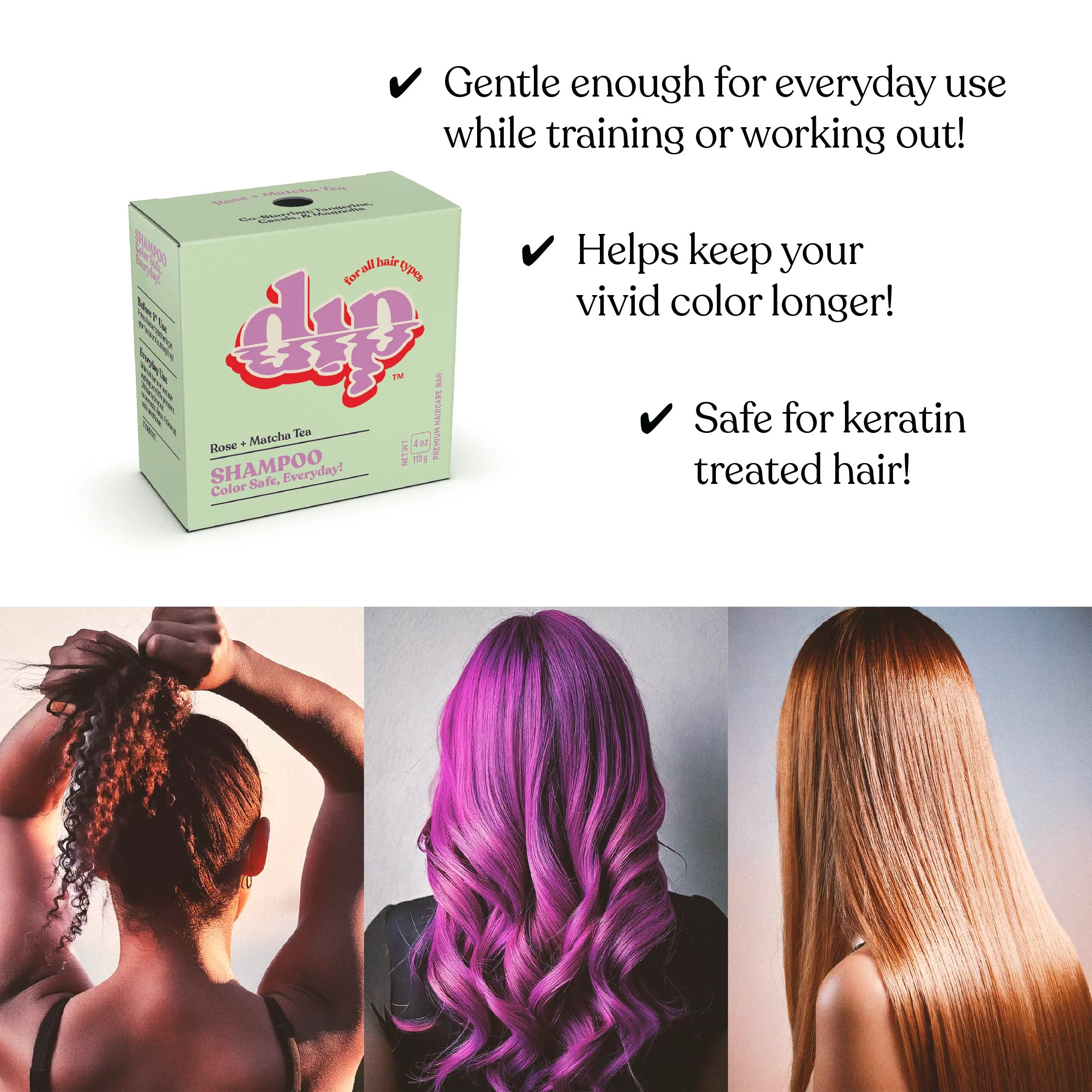 Color Safe Shampoo Bar for Every Day - Rose & Matcha Tea - Image 4