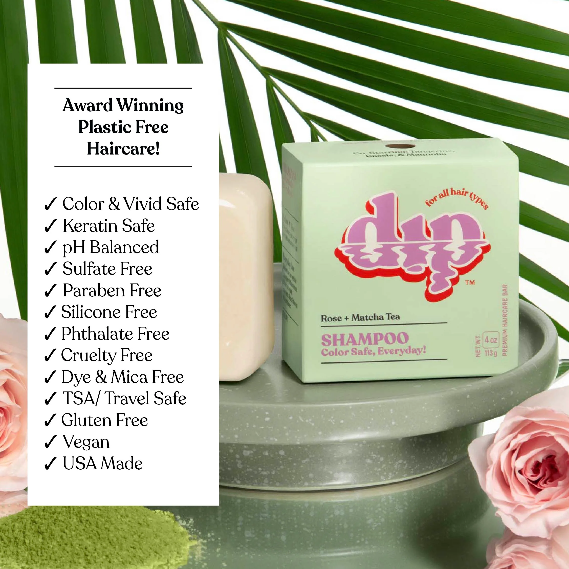 Color Safe Shampoo Bar for Every Day - Rose & Matcha Tea - Image 7
