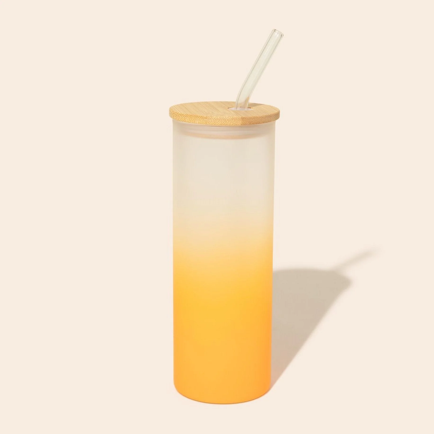 Colored Tall Glass Cup with Glass Straw - Image 3