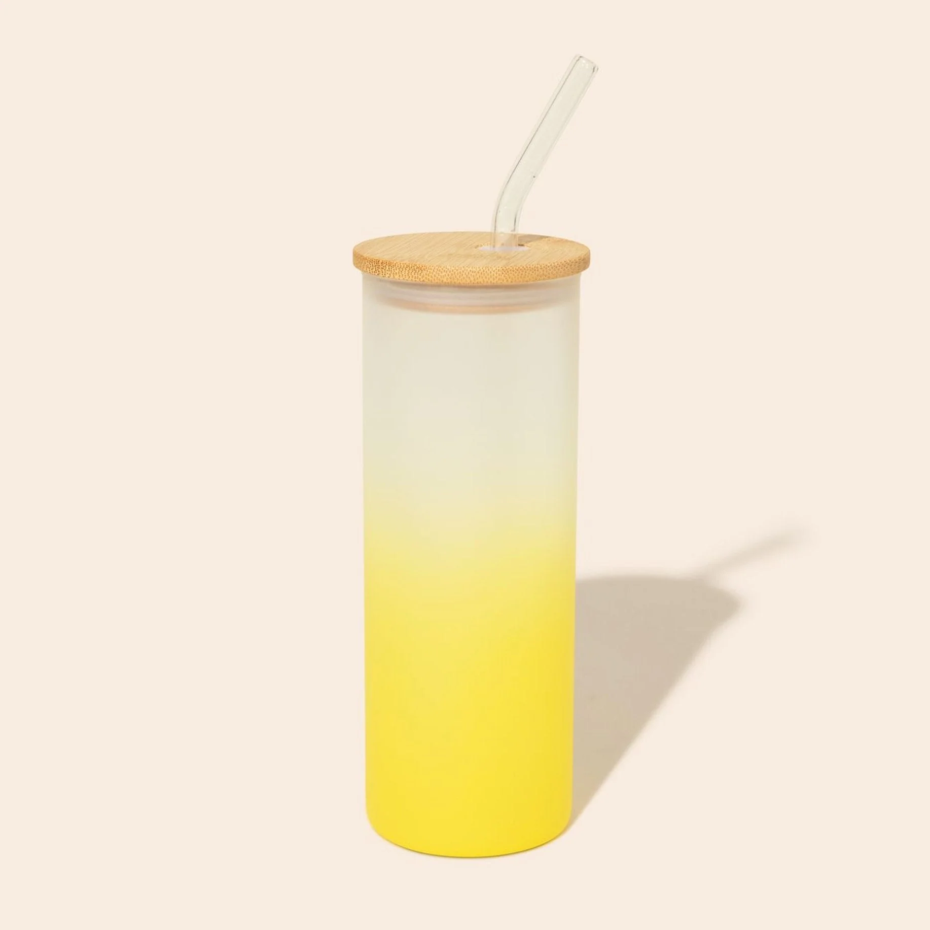 Colored Tall Glass Cup with Glass Straw - Image 4