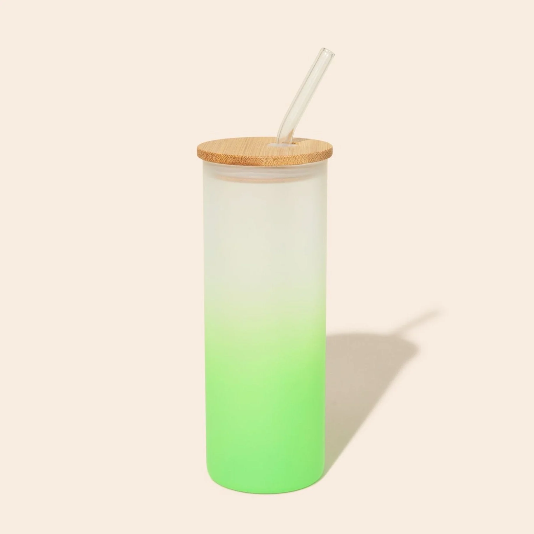 Colored Tall Glass Cup with Glass Straw - Image 5