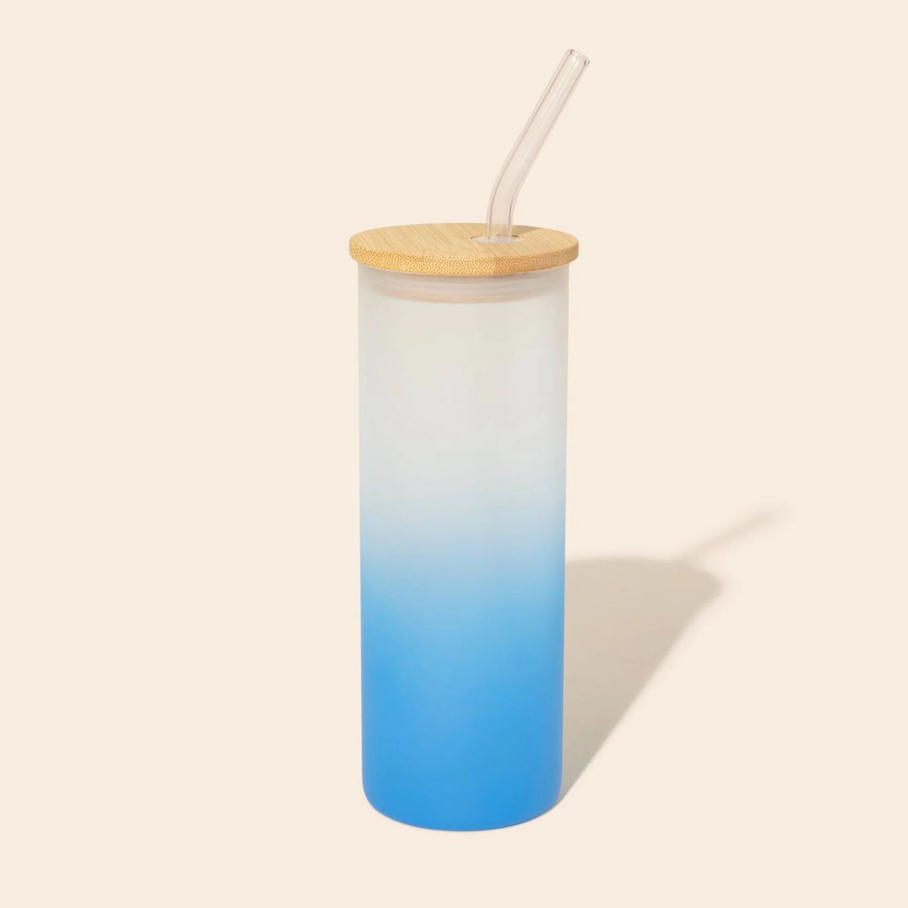 Colored Tall Glass Cup with Glass Straw - Image 7
