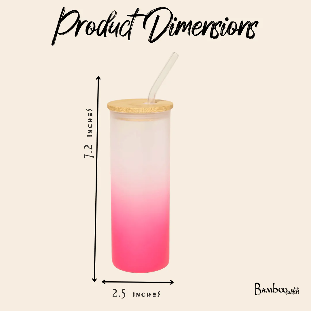Colored Tall Glass Cup with Glass Straw - Image 9