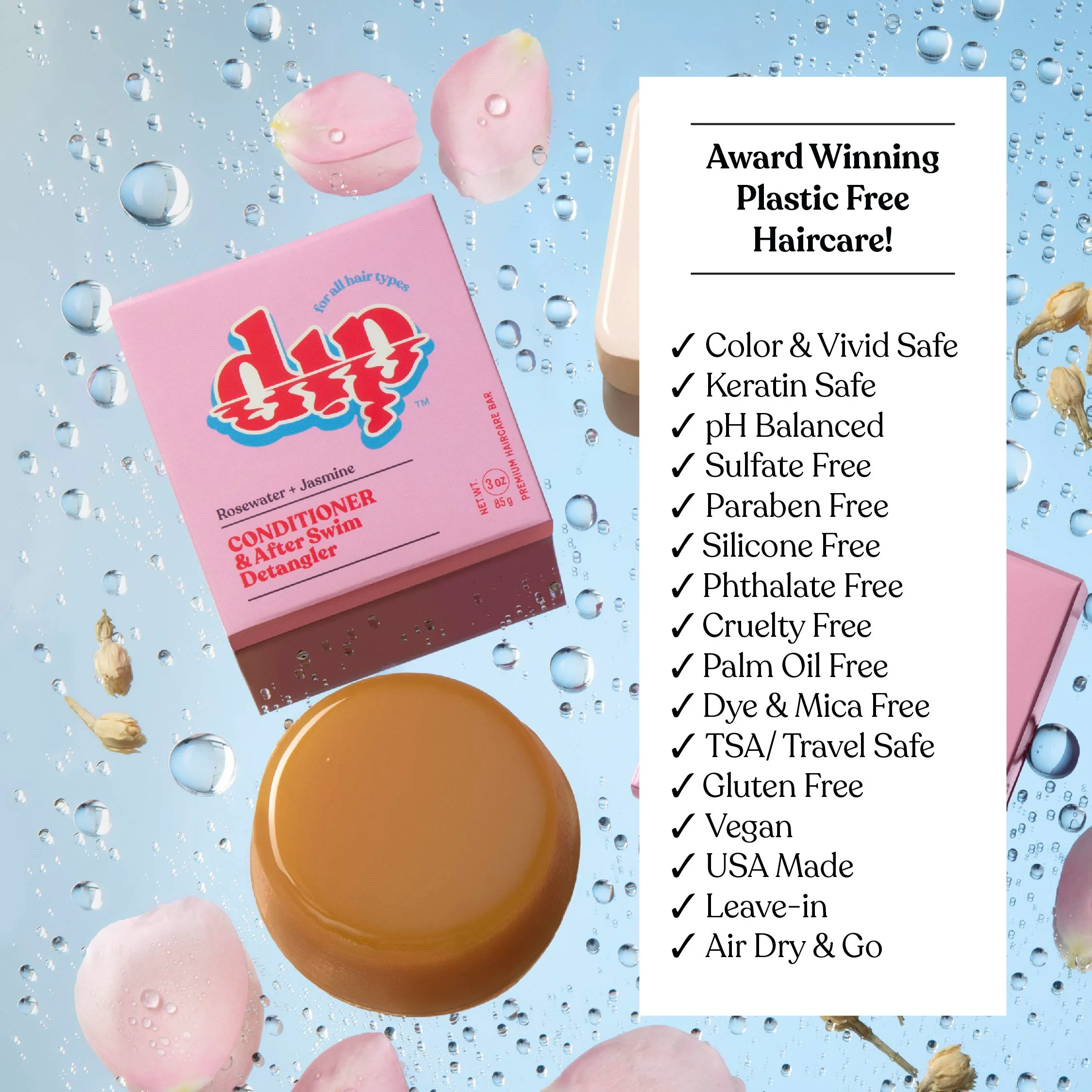 Conditioner Bar & After Swim Detangler - Rosewater & Jasmine - Image 8