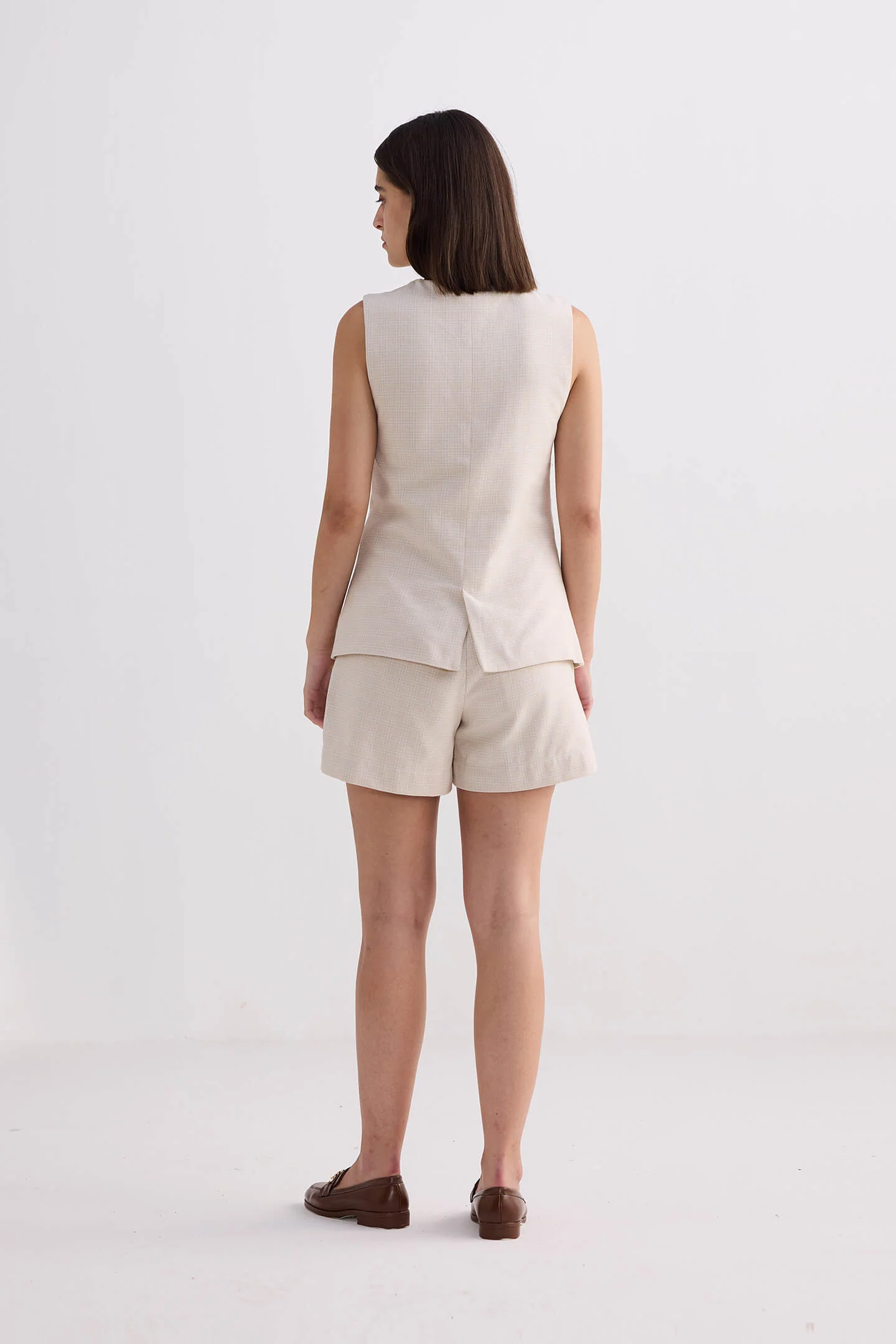 Cotton Tweed Shorts in Cream - Image 2