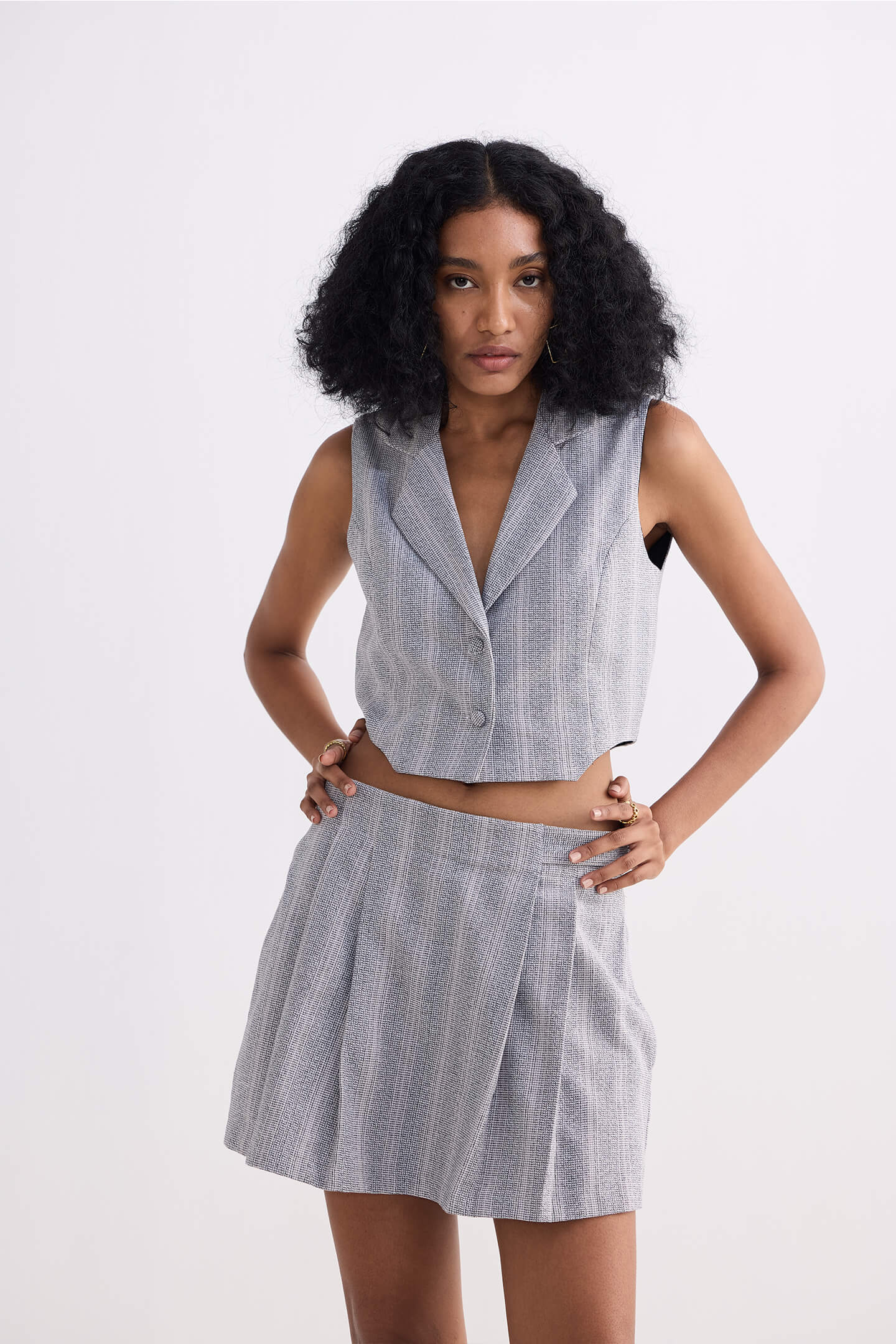 Cotton Tweed Skort in Grey - Image 12