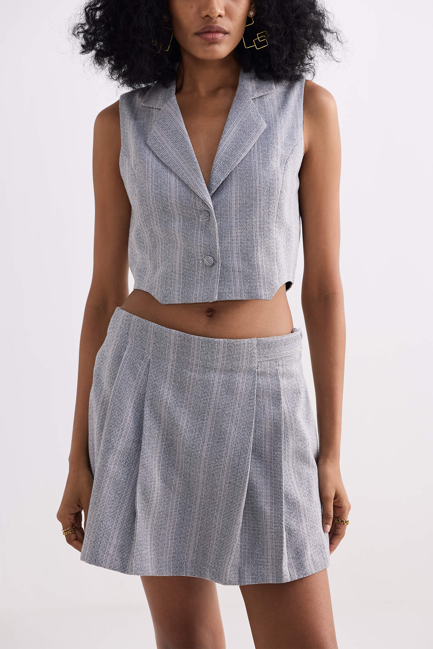 Cotton Tweed Skort in Grey - Image 5