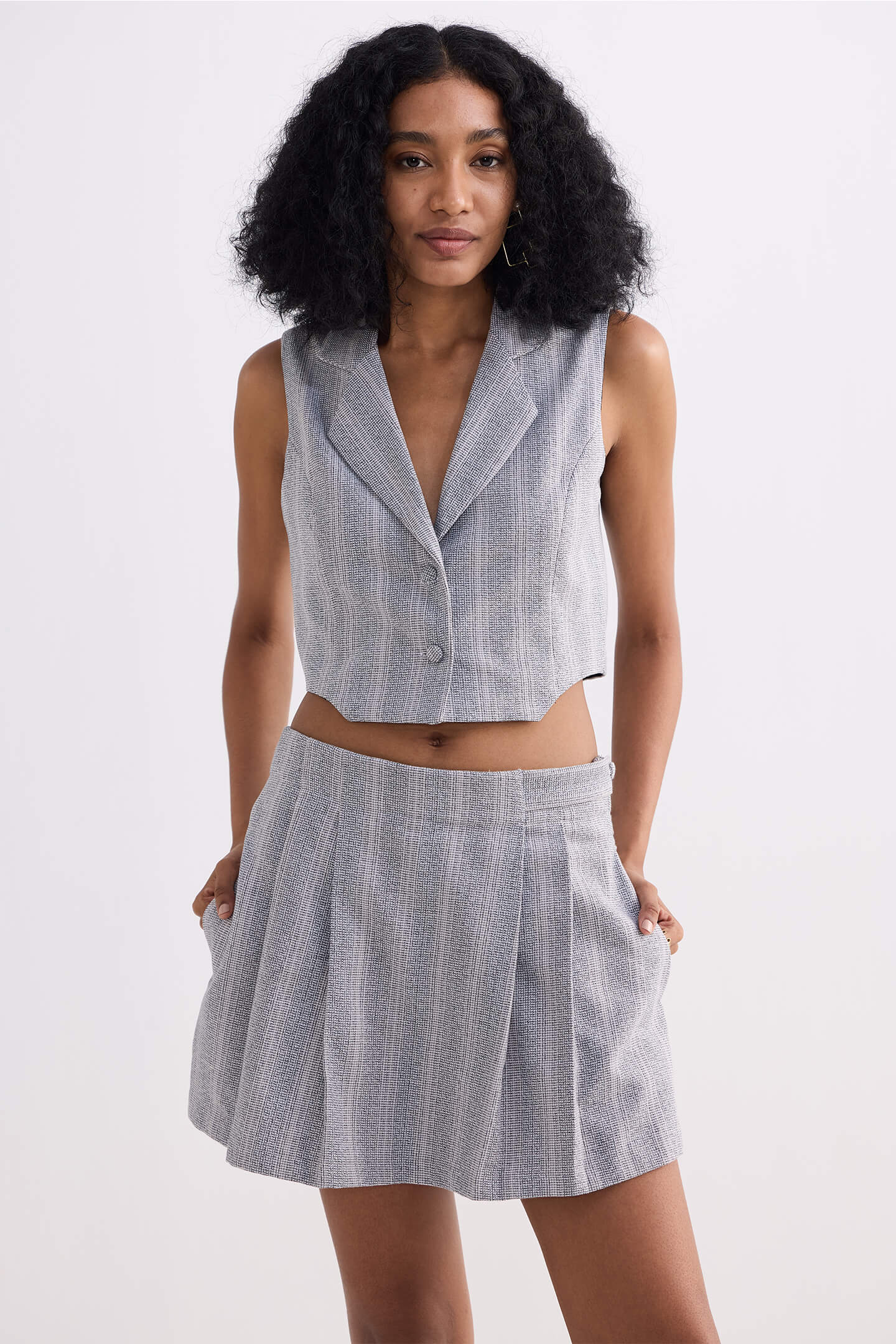 Cotton Tweed Skort in Grey - Image 6