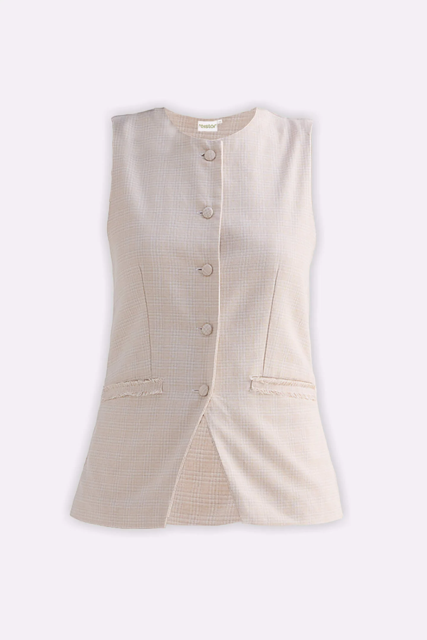 Cotton Tweed Vest Jacket in Cream - Image 8