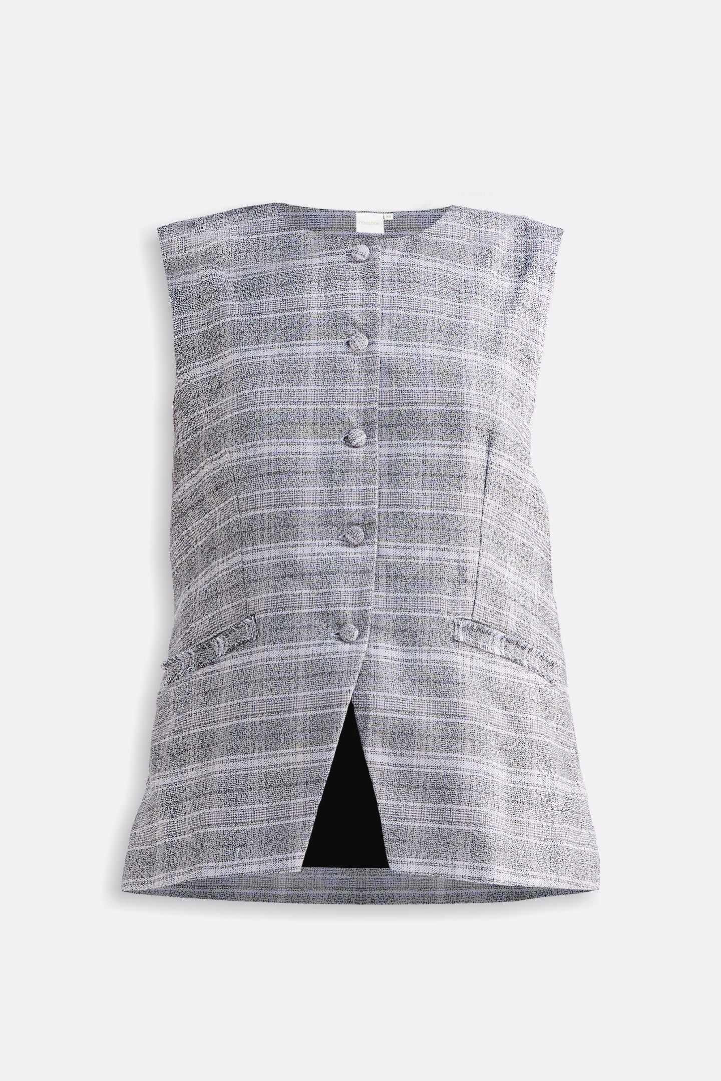 Cotton Tweed Vest Jacket in Grey - Image 8