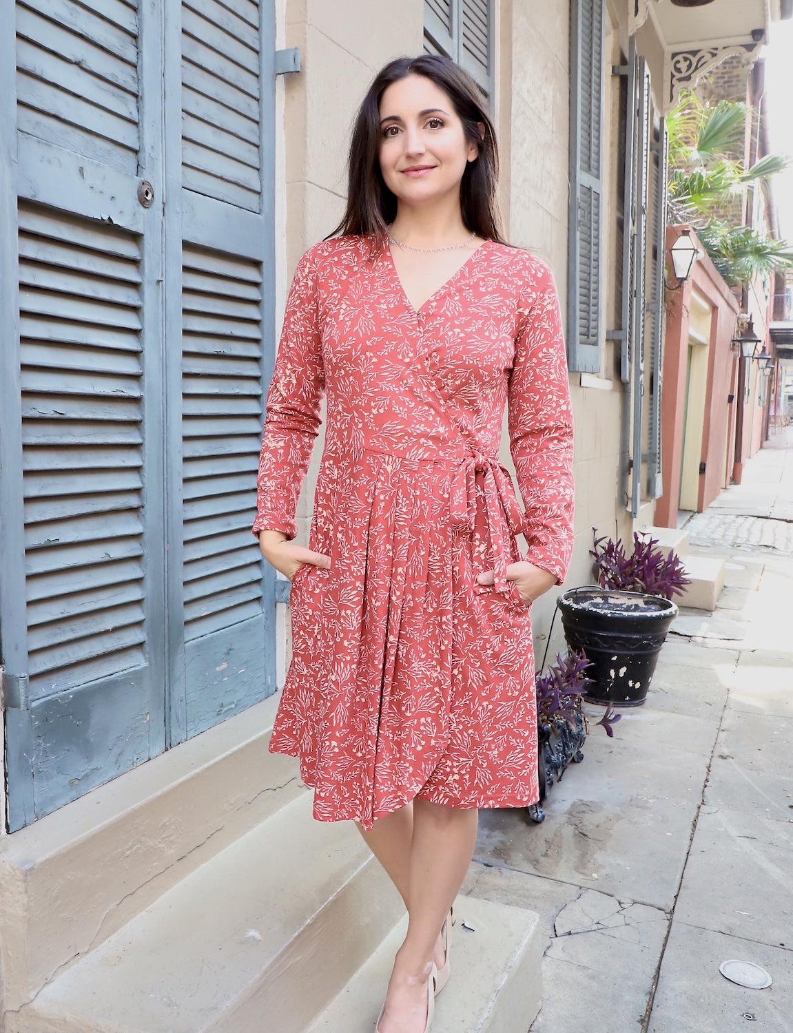 Cranberry Organic Wrap Dress - Image 3