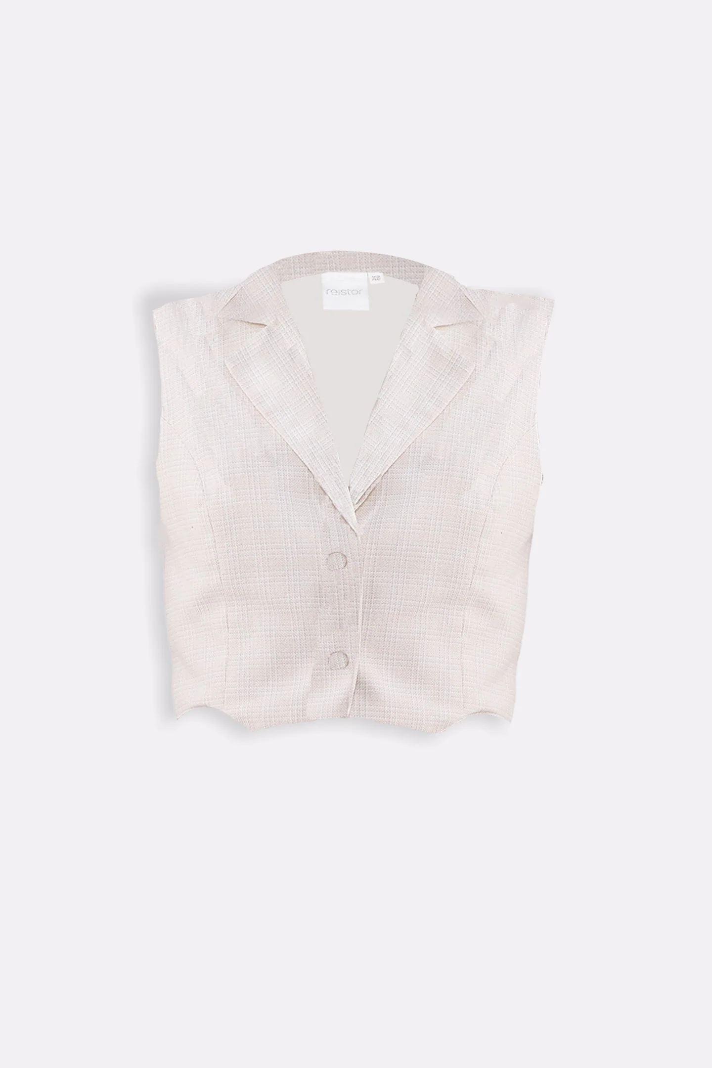 Cropped Cotton Tweed Vest in Cream - Image 7