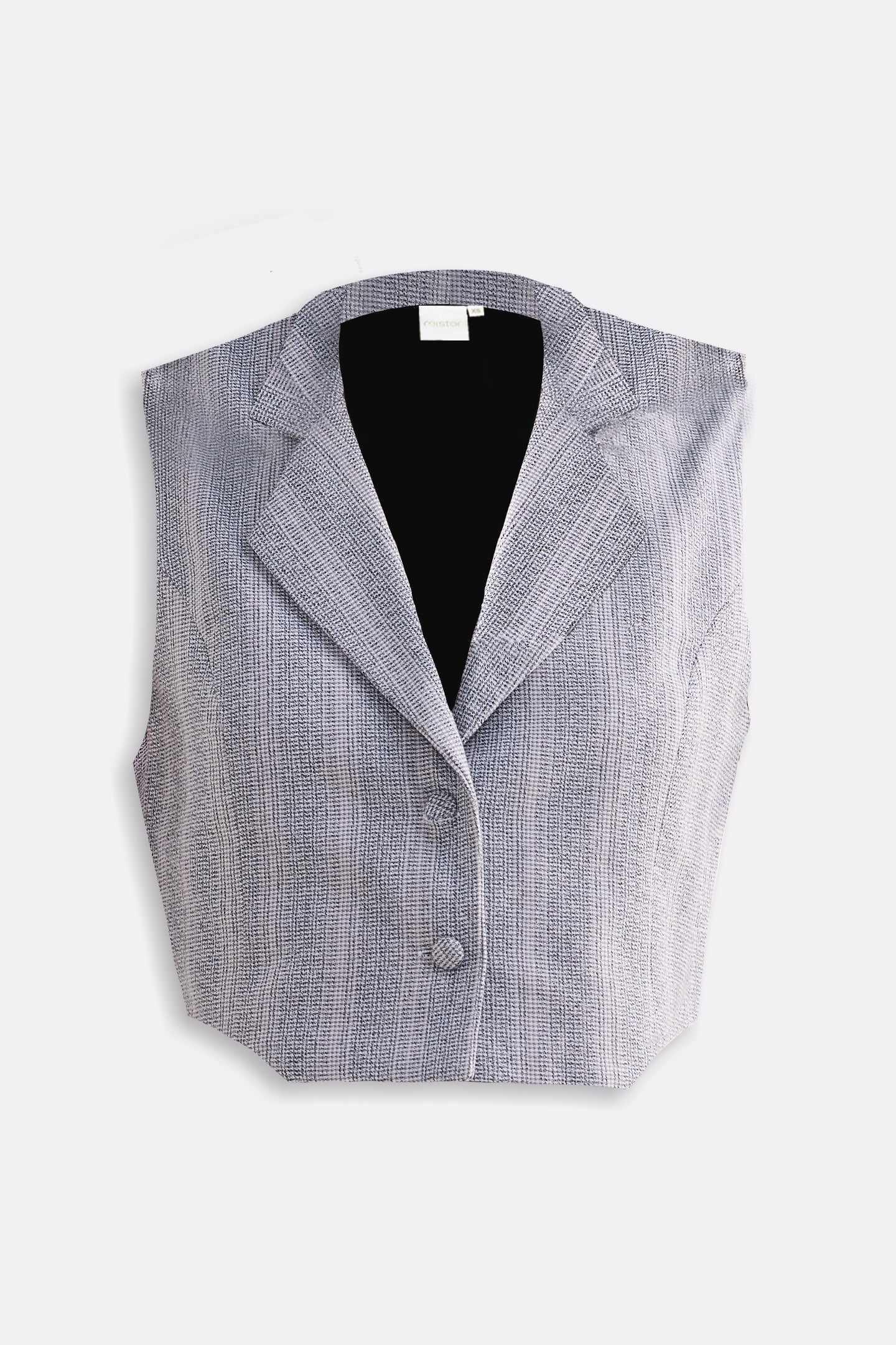 Cropped Cotton Tweed Vest in Grey - Image 8