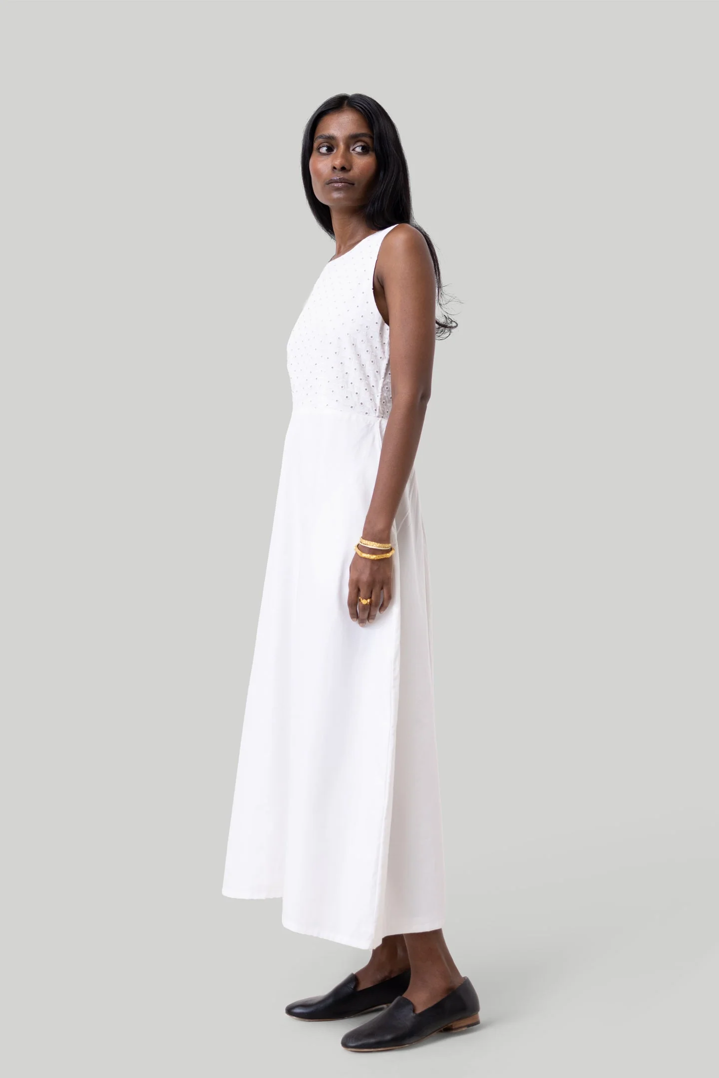 Cross-back Midi Dress in Eyelet Embroidery - Image 5