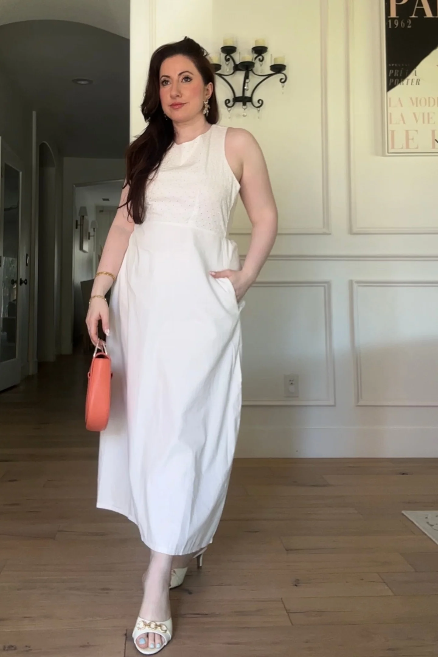 Cross-back Midi Dress in Eyelet Embroidery - Image 7