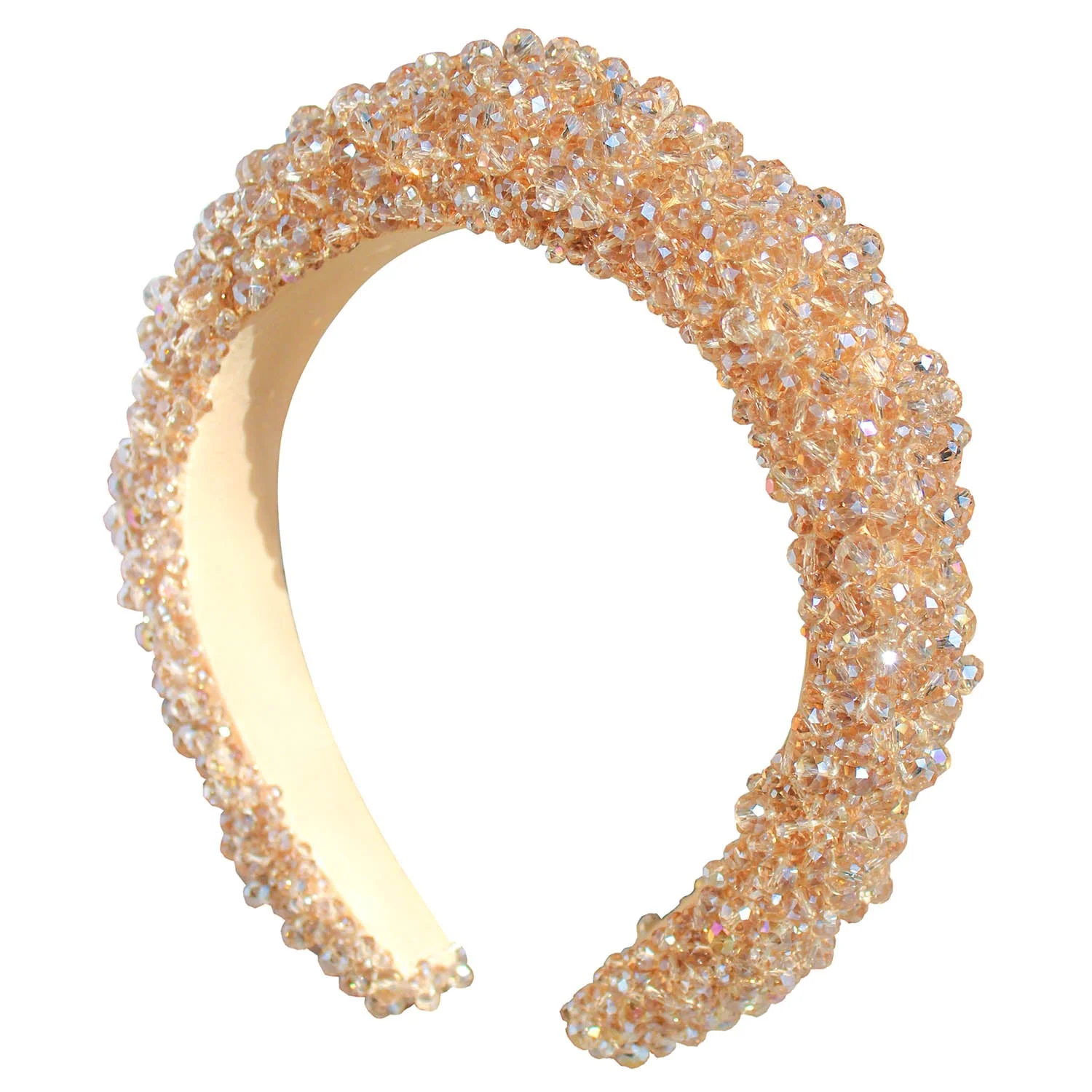CROWN Glass Crystal Beads Headband In Champagne Beige - Image 5