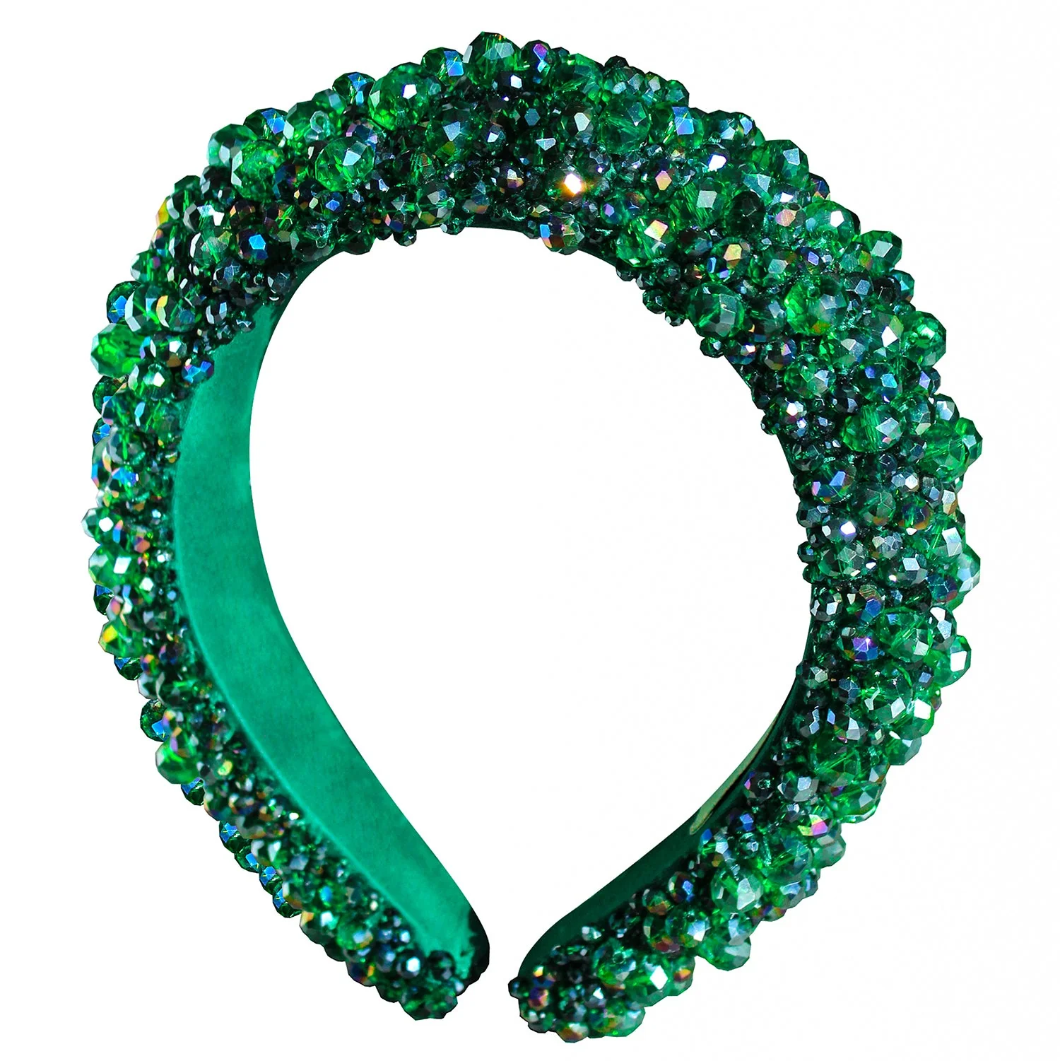 CROWN Glass Crystal Beads Headband In Emerald Green - Image 5