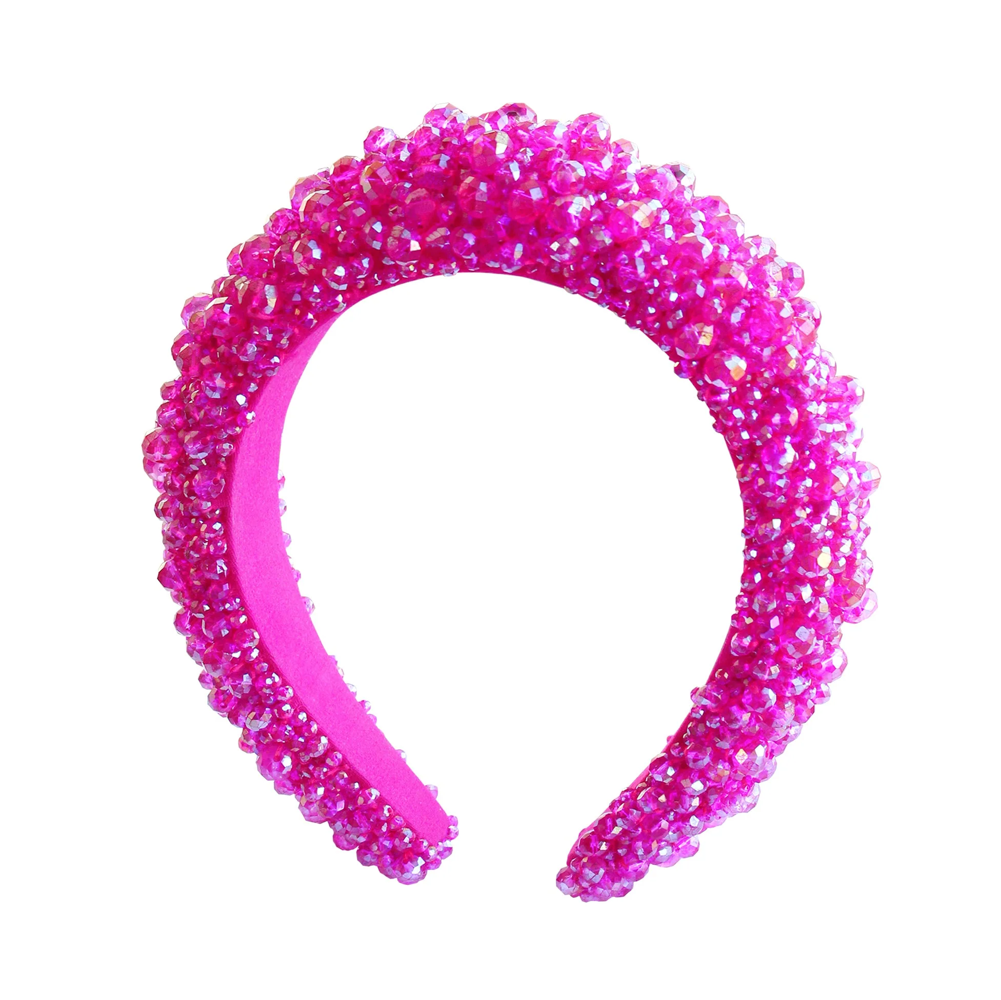 CROWN Glass Crystal Beads Headband In Shocking Pink - Image 6