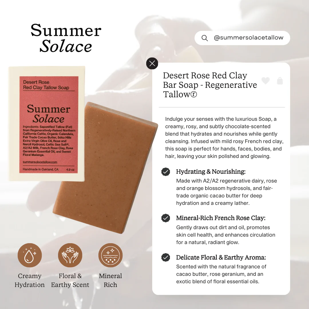 Desert Rose – Red Clay Bar Soap | Floral & Cacao Butter Infused - Image 6