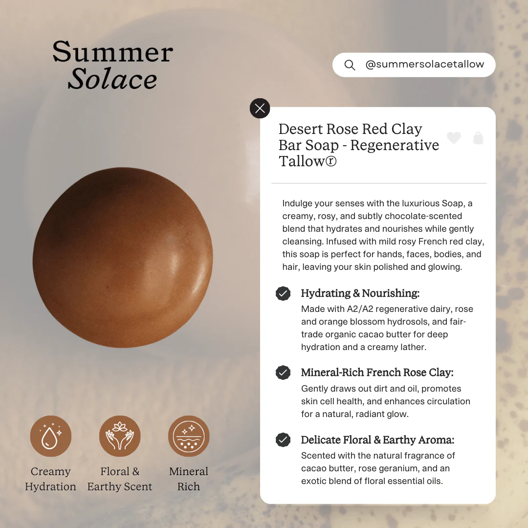 Desert Rose – Red Clay Sphere Soap | Floral & Cacao Butter Infusion - Image 7