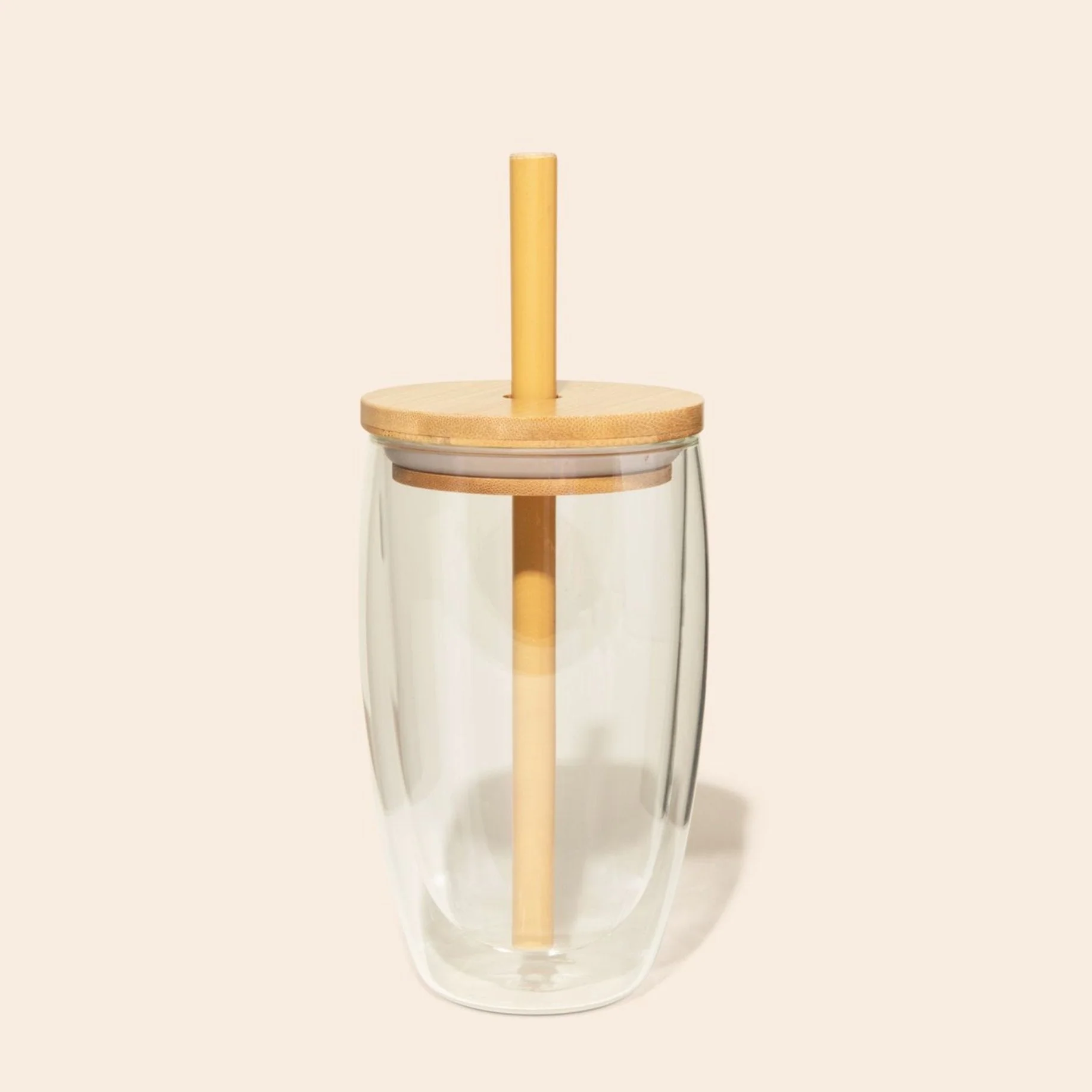 Double-Glass Cup With Bamboo Straw - Image 3