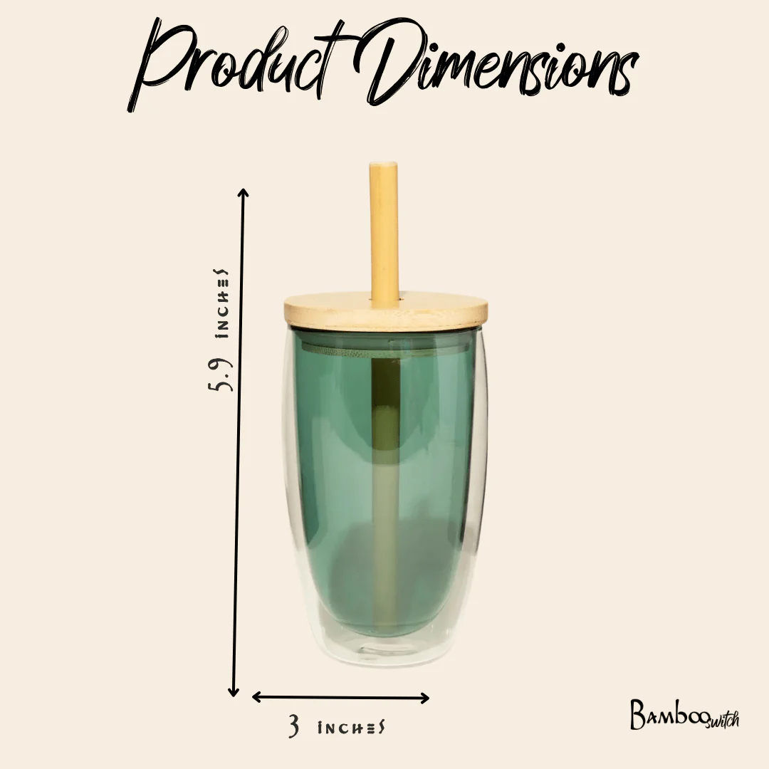 Double-Glass Cup With Bamboo Straw - Image 6