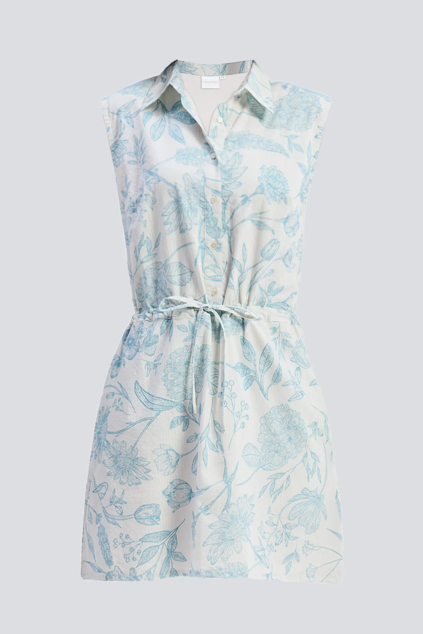 Drawstring Shirt Dress in Blue Florals - Image 15