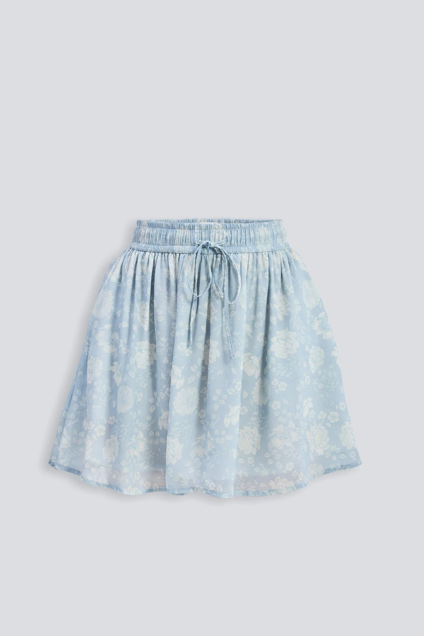 Drawstring Short Skirt in Blue Florals - Image 8