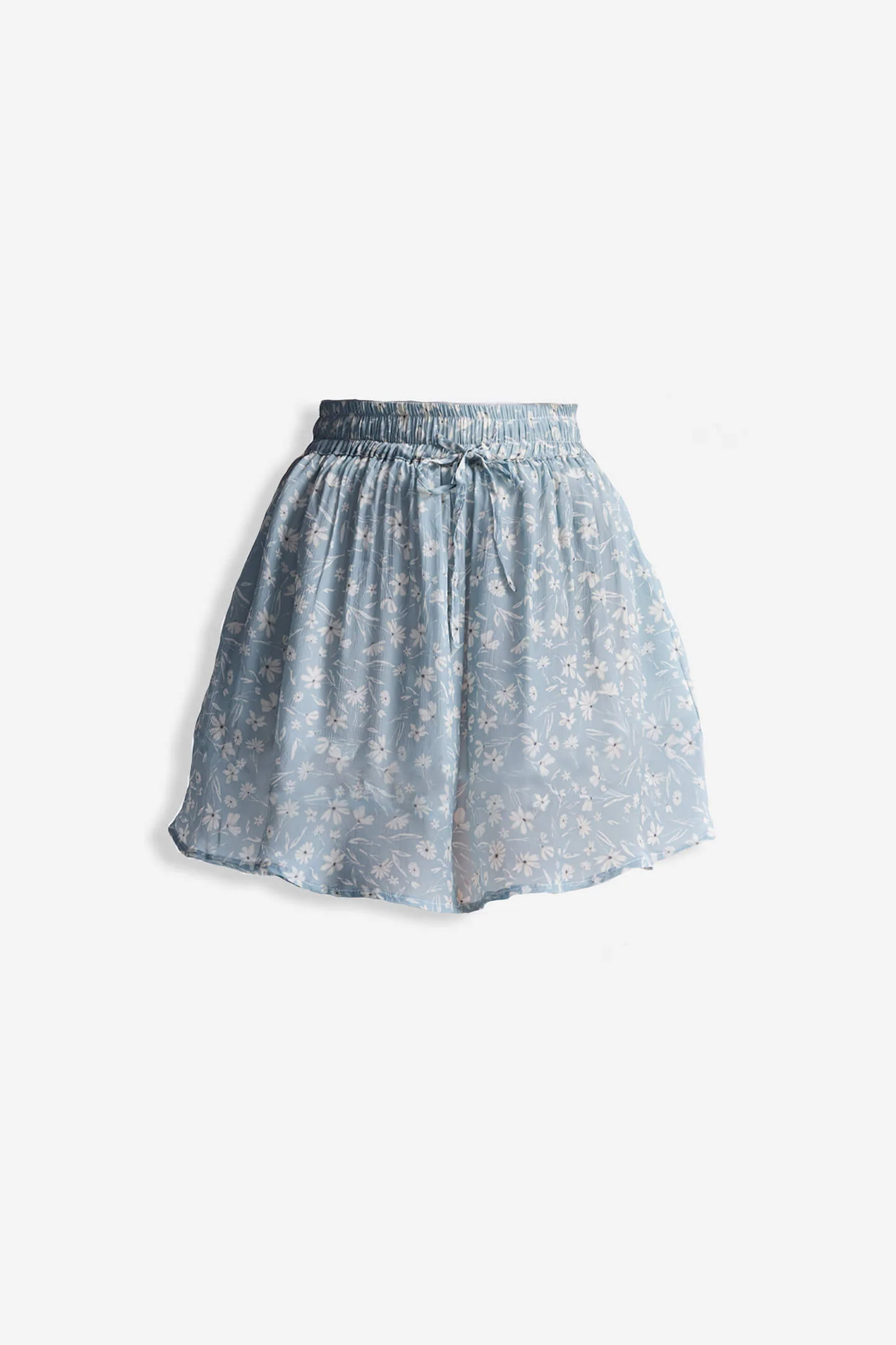 Drawstring Short Skirt in Light Blue Florals - Image 5