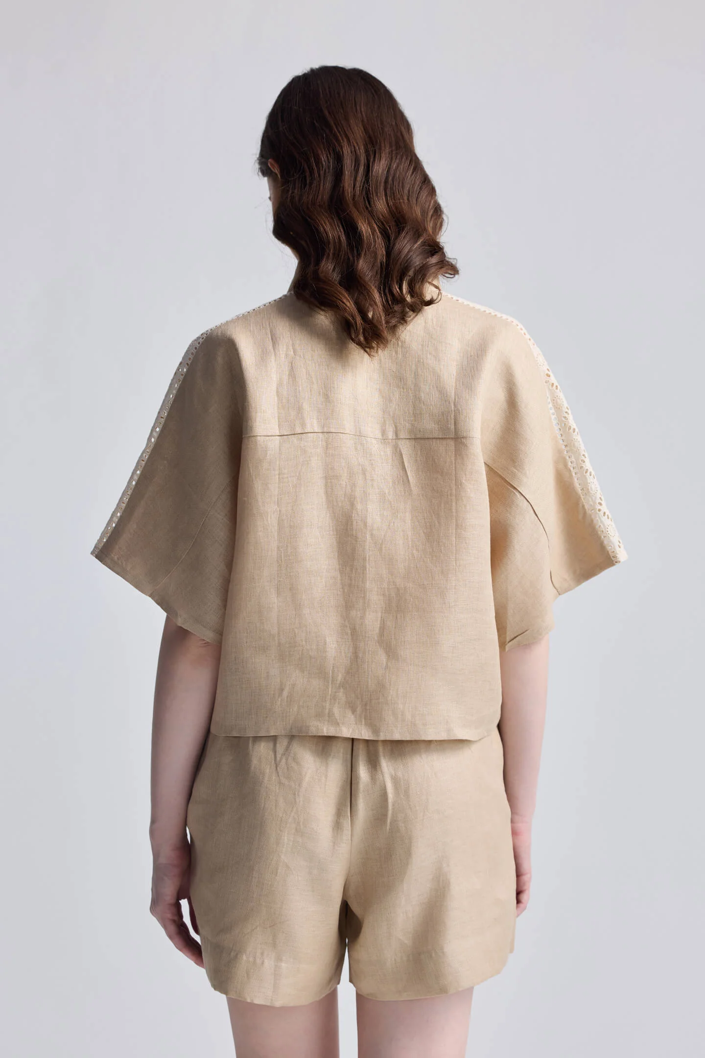 Drawstring Shorts in Neutral Beige - Image 5