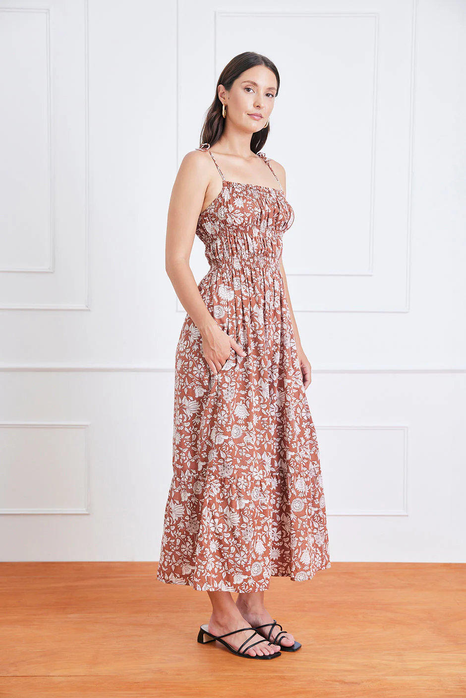 Emilia Midi Dress in Garden Roots - Image 3