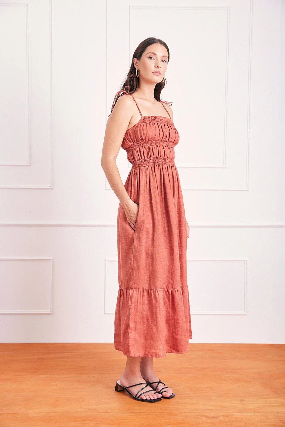 Emilia Midi Dress in Terracotta - Image 3