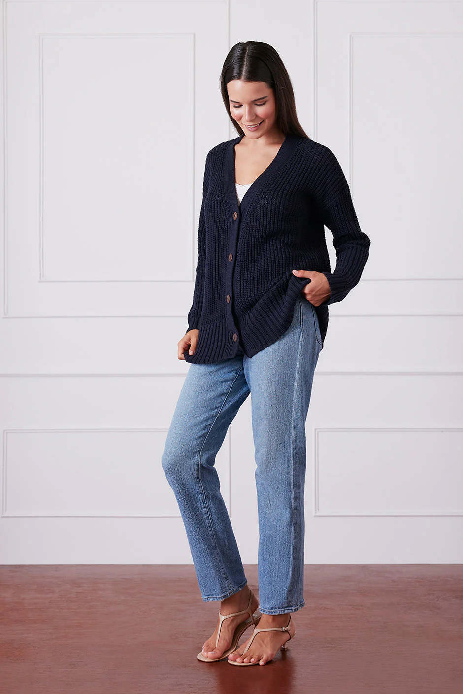 Emily Cardigan in Midnight Navy - Image 3
