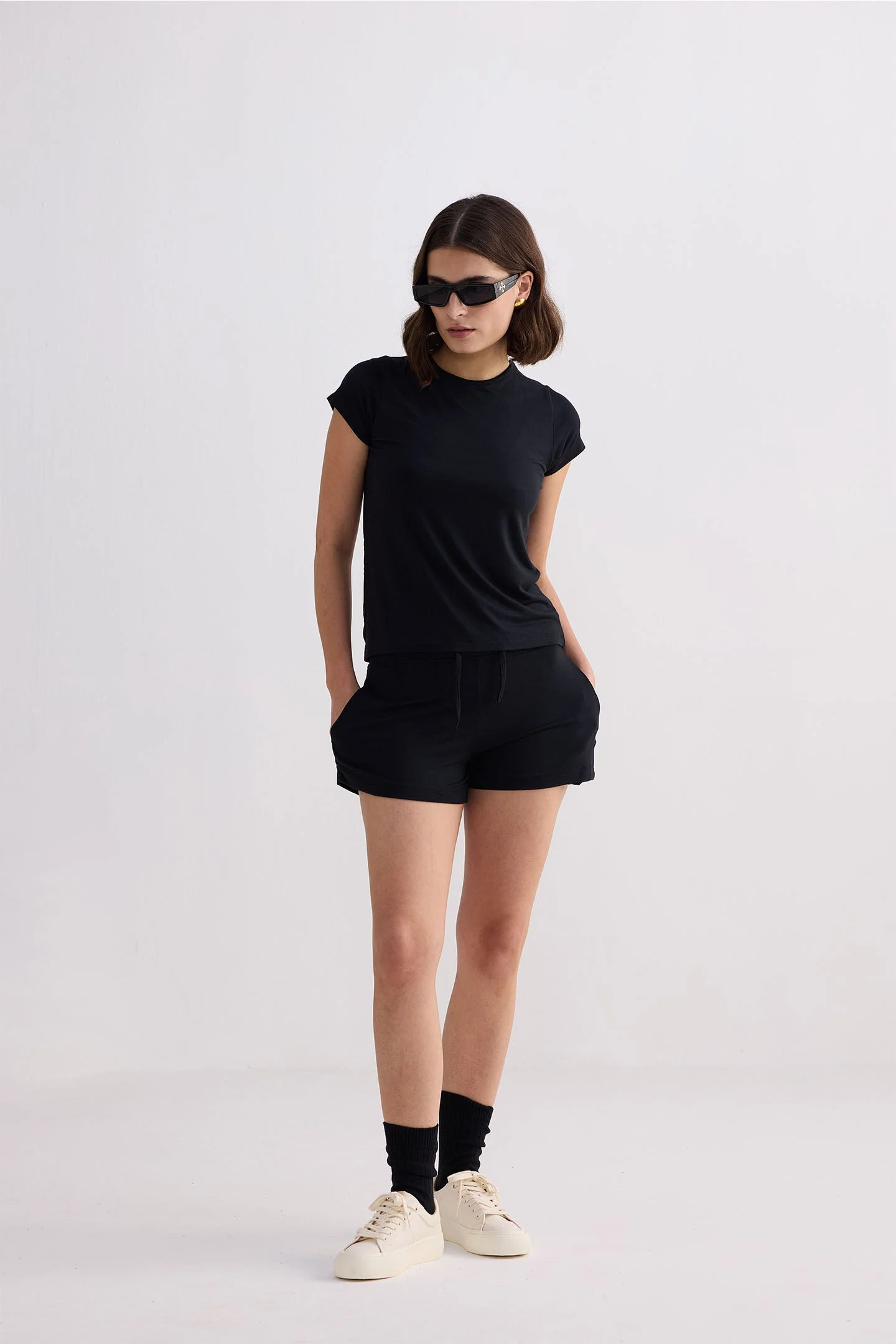 Essential Knit Shorts in Black - Image 13