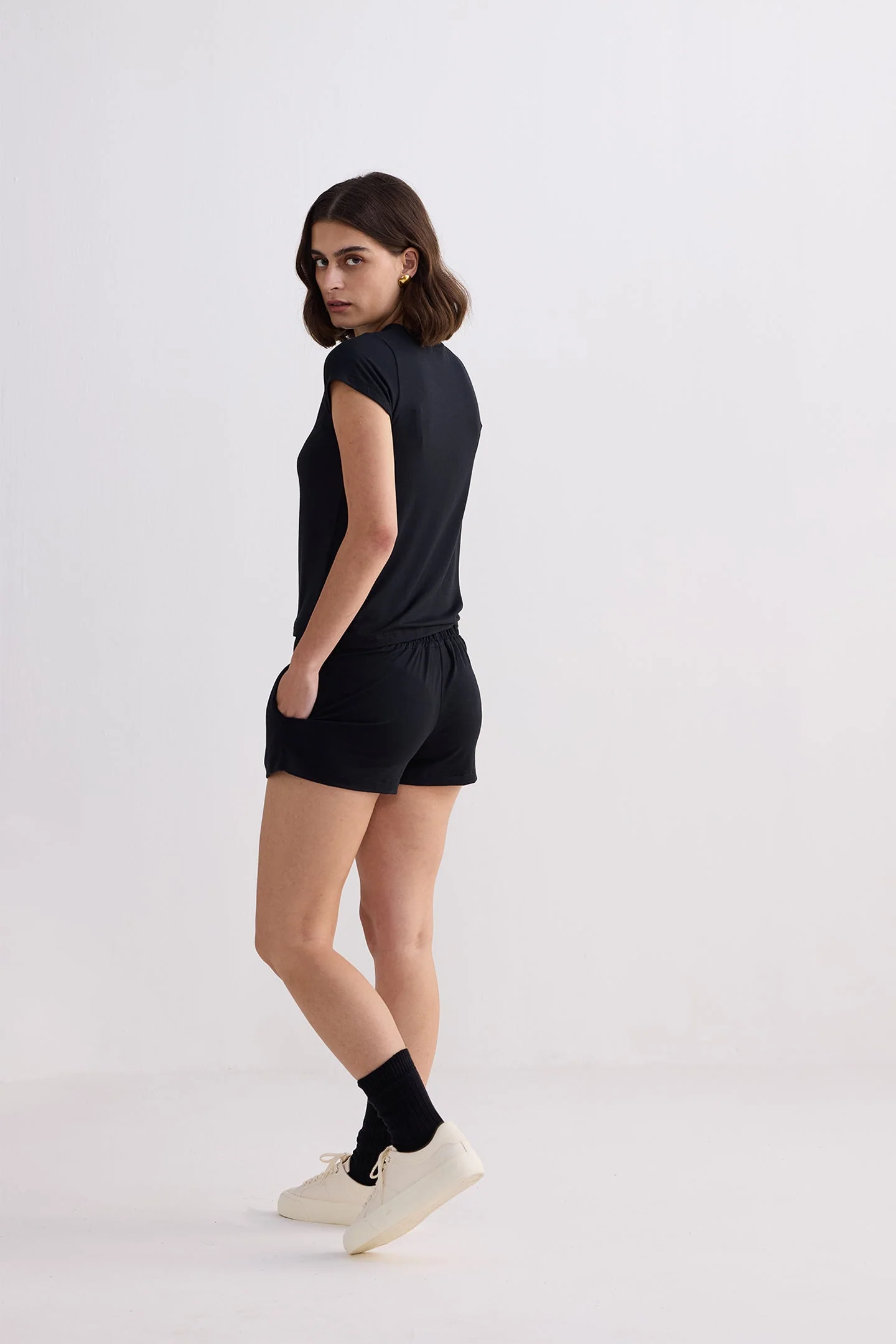 Essential Short Sleeve Tee Set in Black - Image 2
