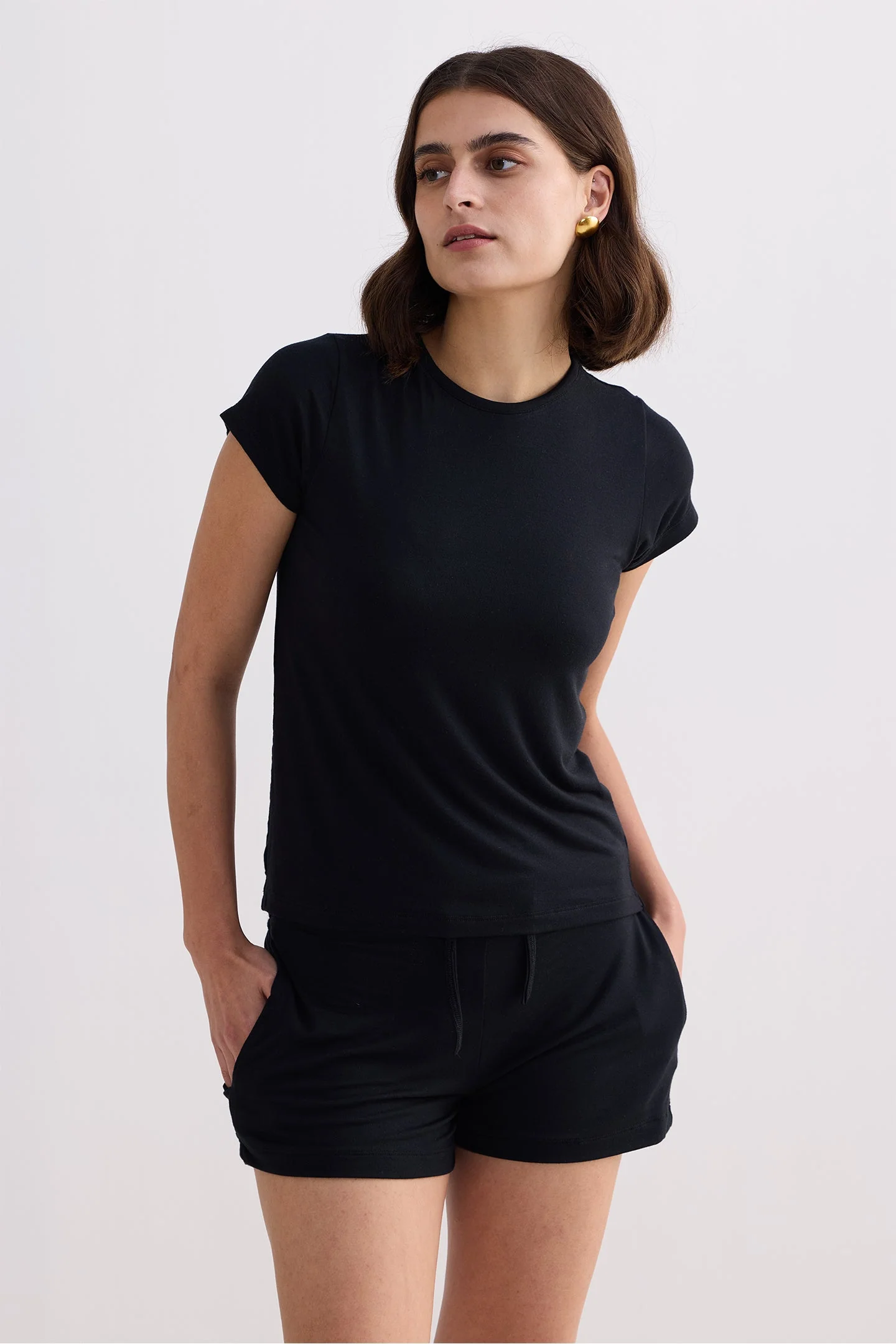 Essential Short Sleeve Tee Set in Black - Image 4