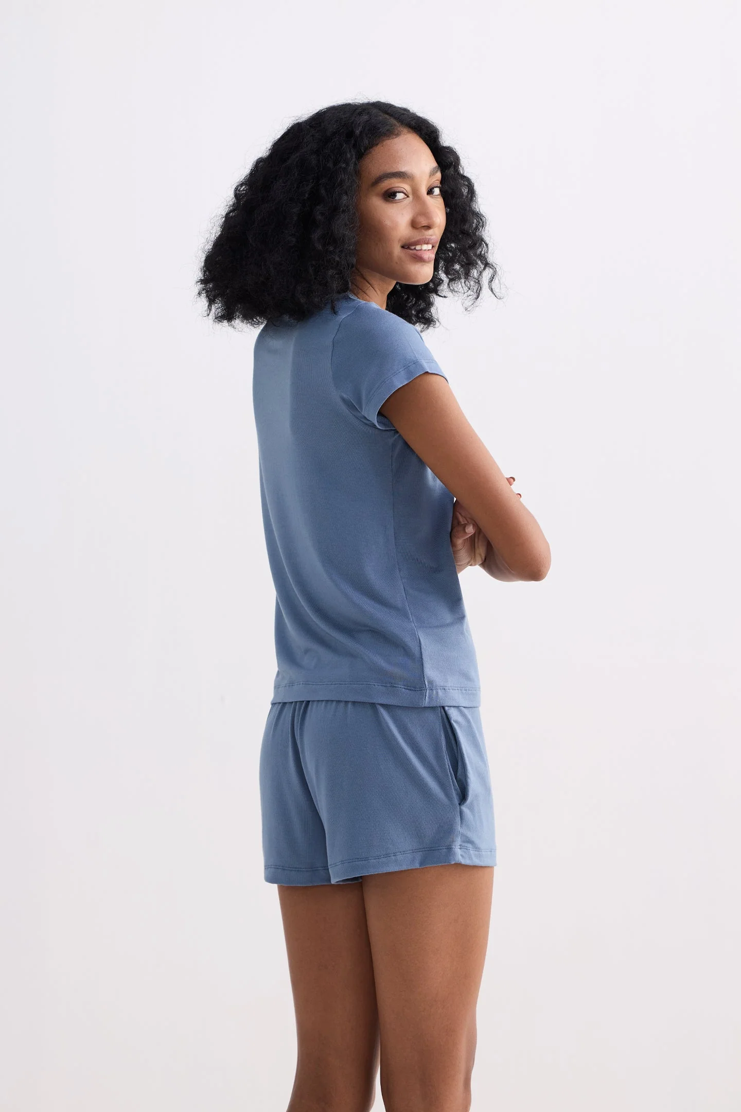 Essential Short Sleeve Tee Set in Blue - Image 2