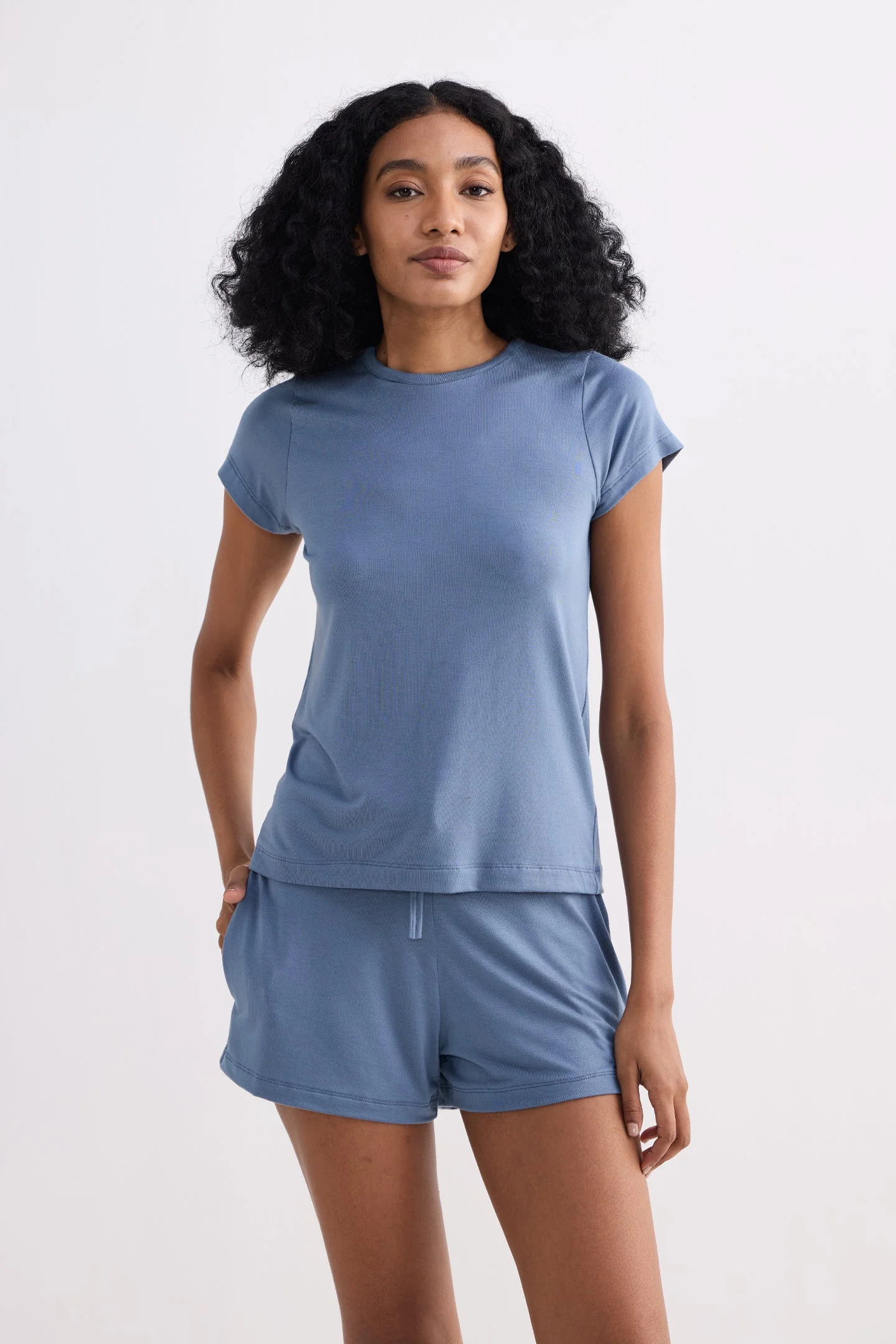 Essential Short Sleeve Tee Set in Blue - Image 4