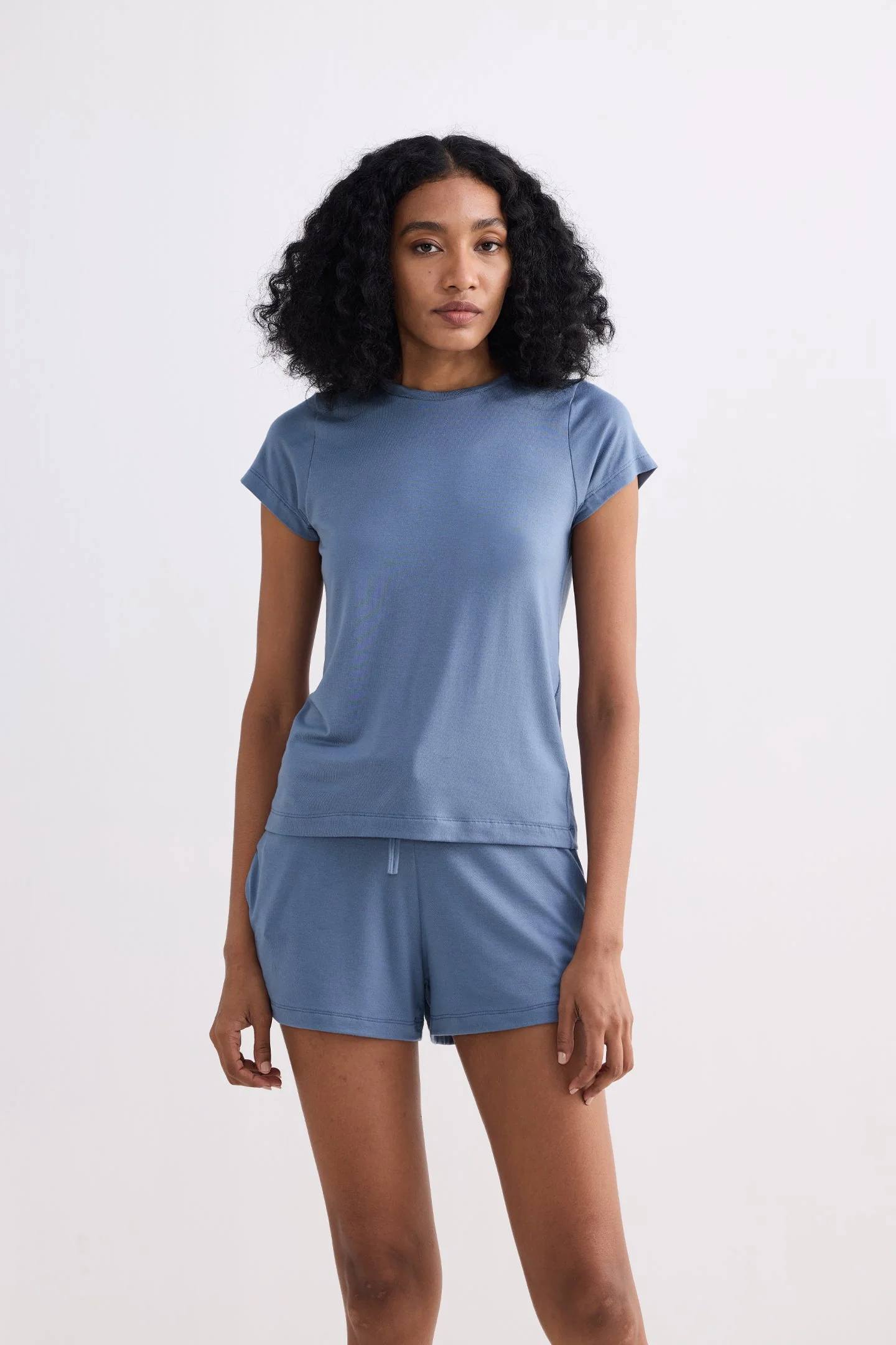 Essential Short Sleeve Tee Set in Blue - Image 7