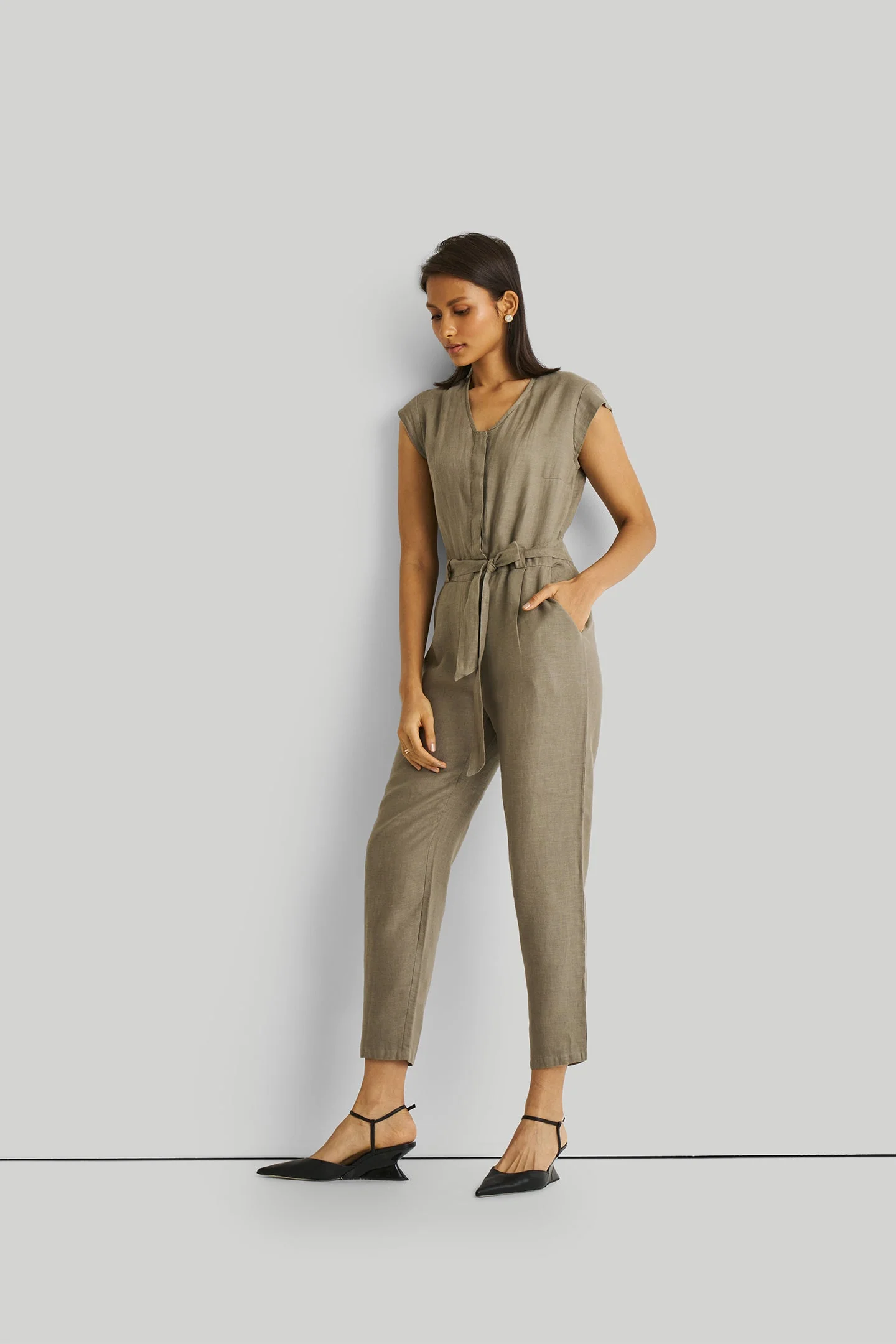 Evening Chai Jumpsuit in Dark Green - Image 9
