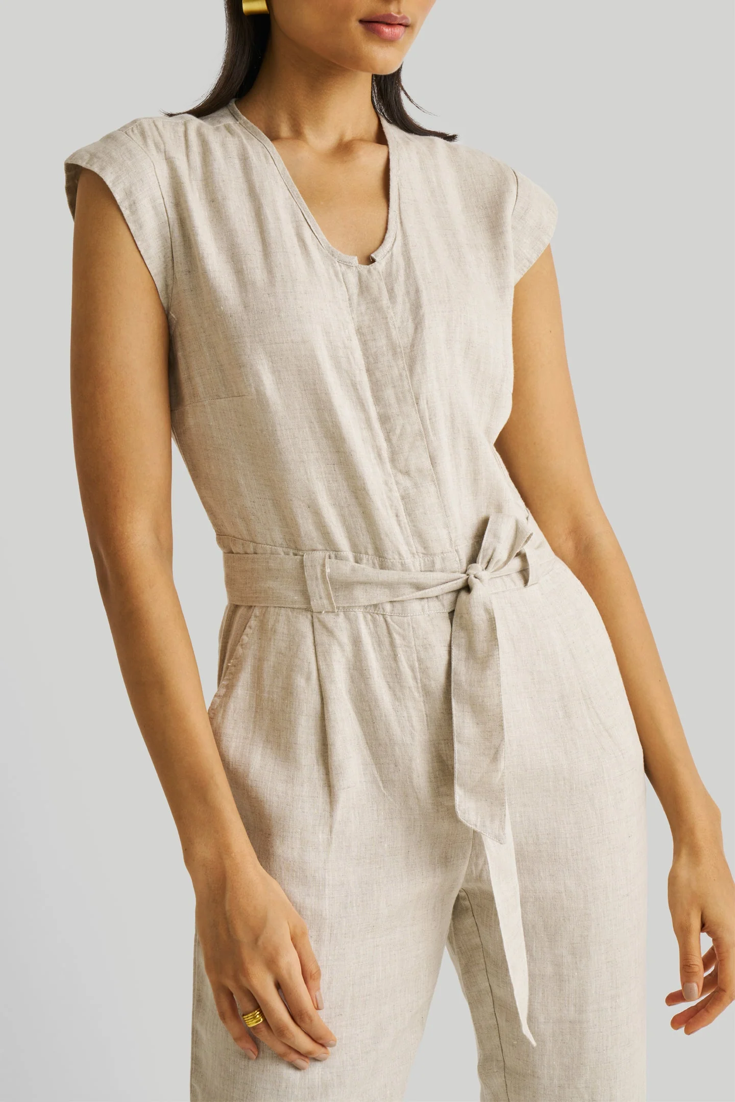 Evening Chai Jumpsuit in Light Beige - Image 4