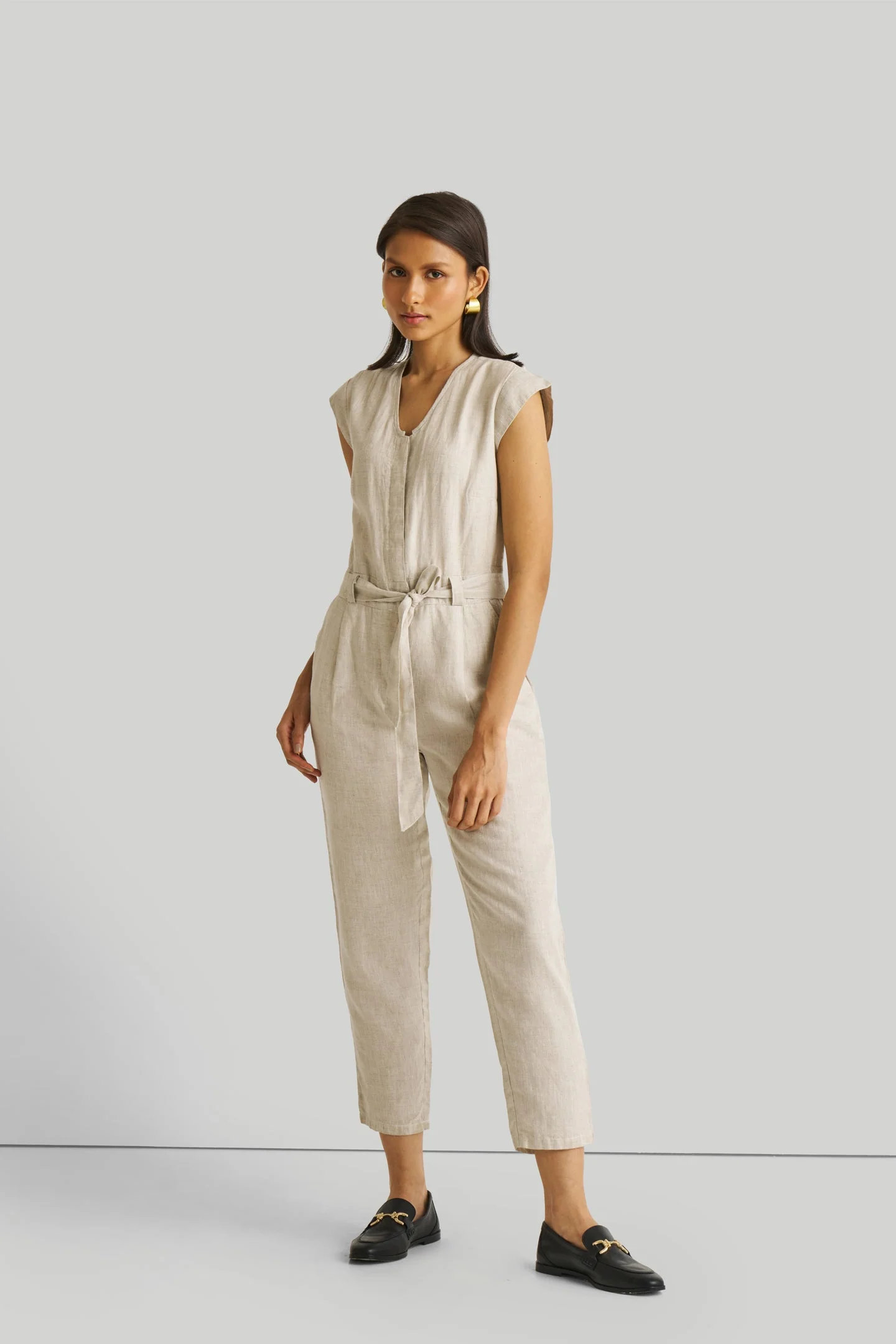 Evening Chai Jumpsuit in Light Beige - Image 7