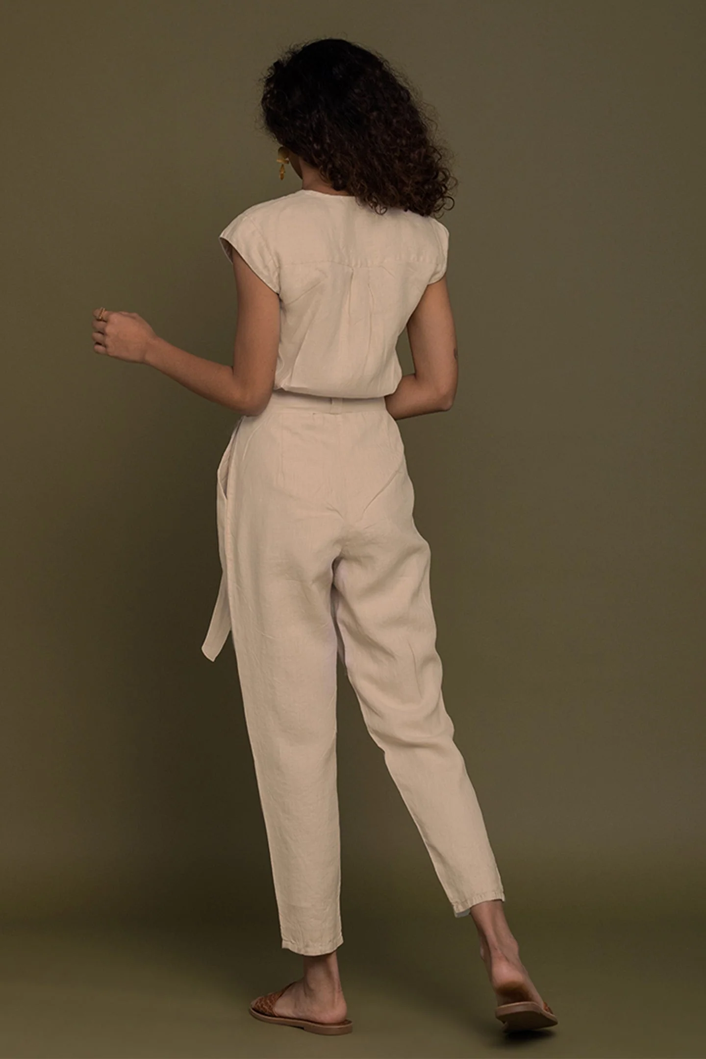 Evening Chai Jumpsuit in Neutral Beige - Image 2