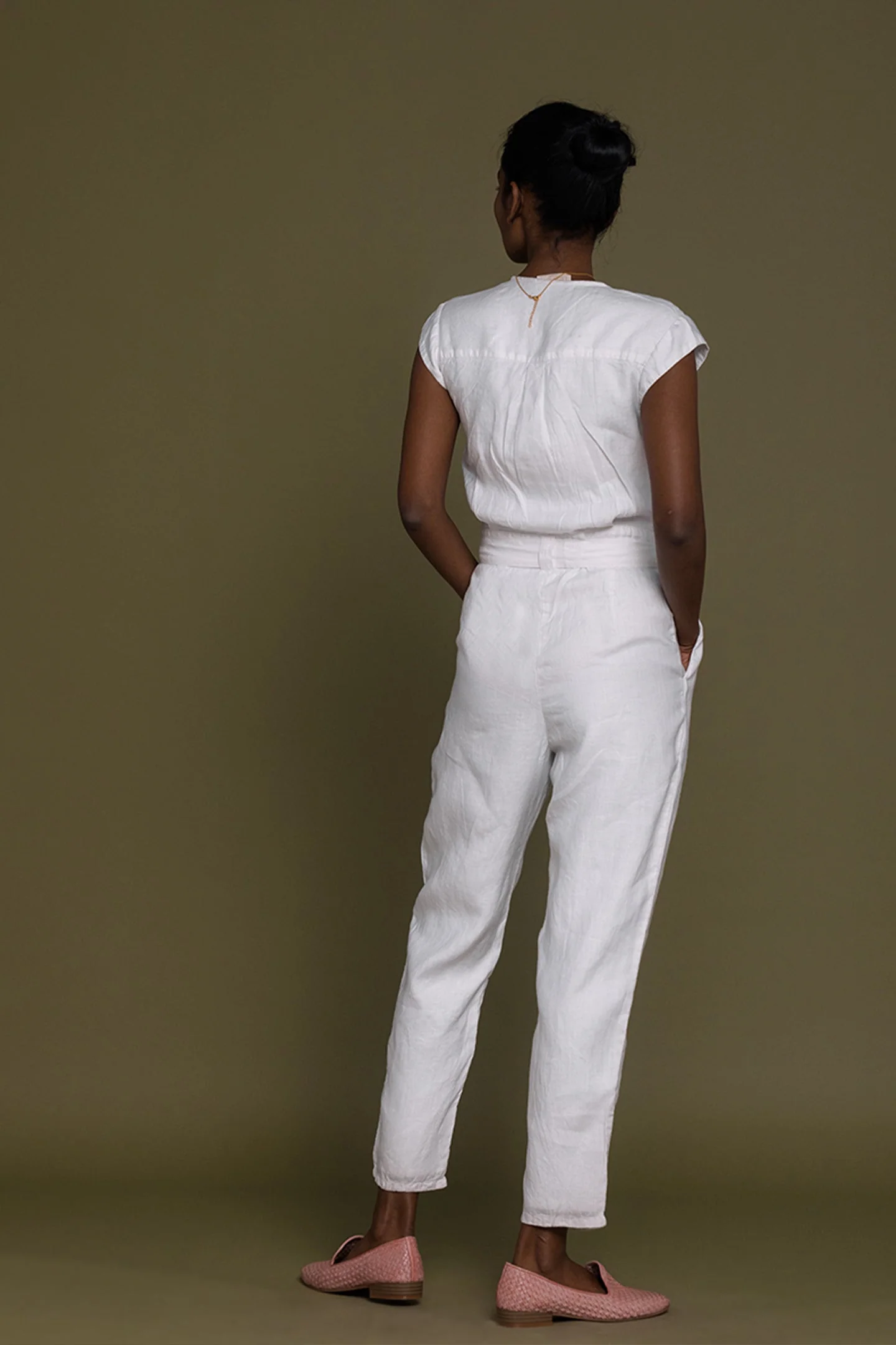 Evening Chai Jumpsuit in White - Image 2